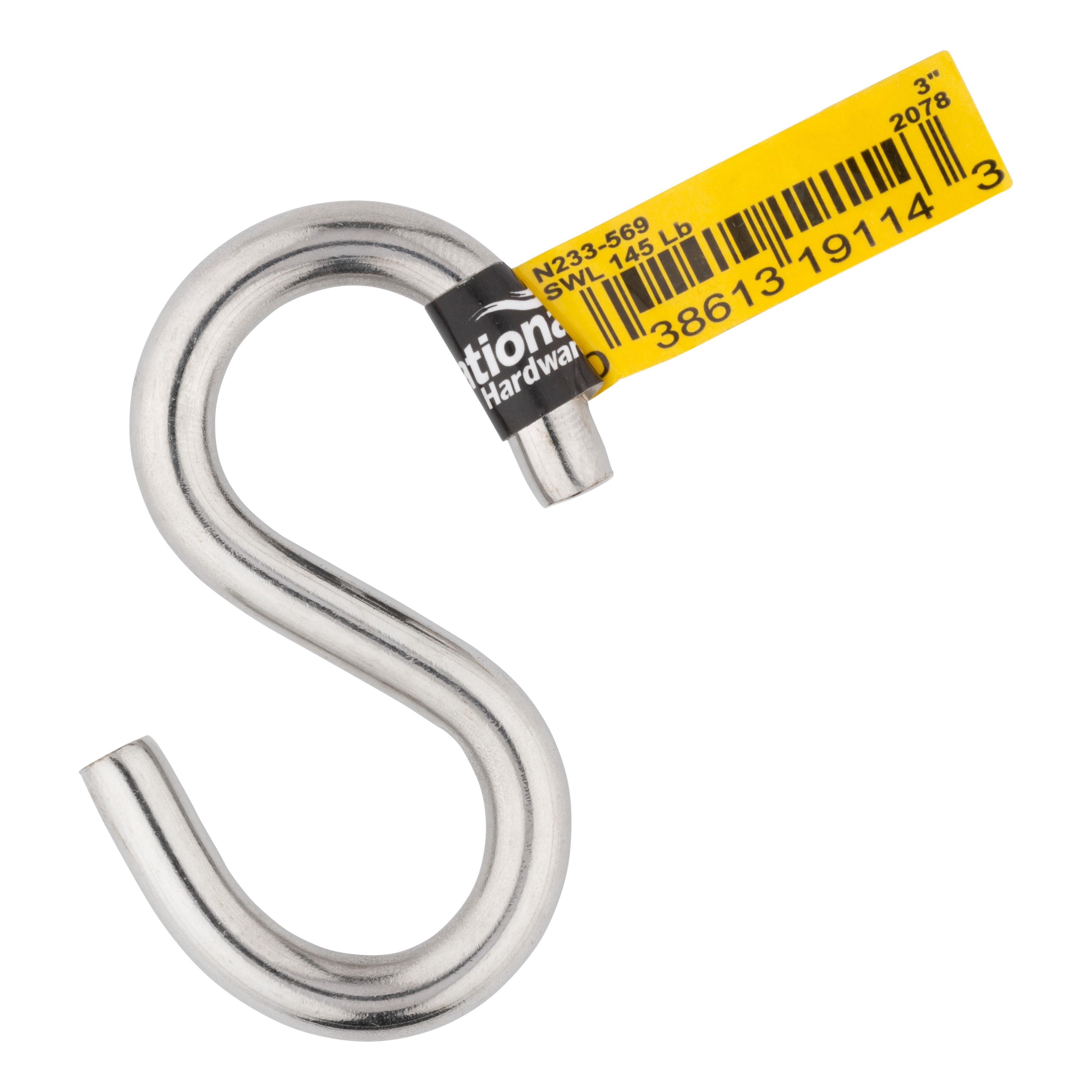 2078BC 3" Open S Hooks - Stainless Steel