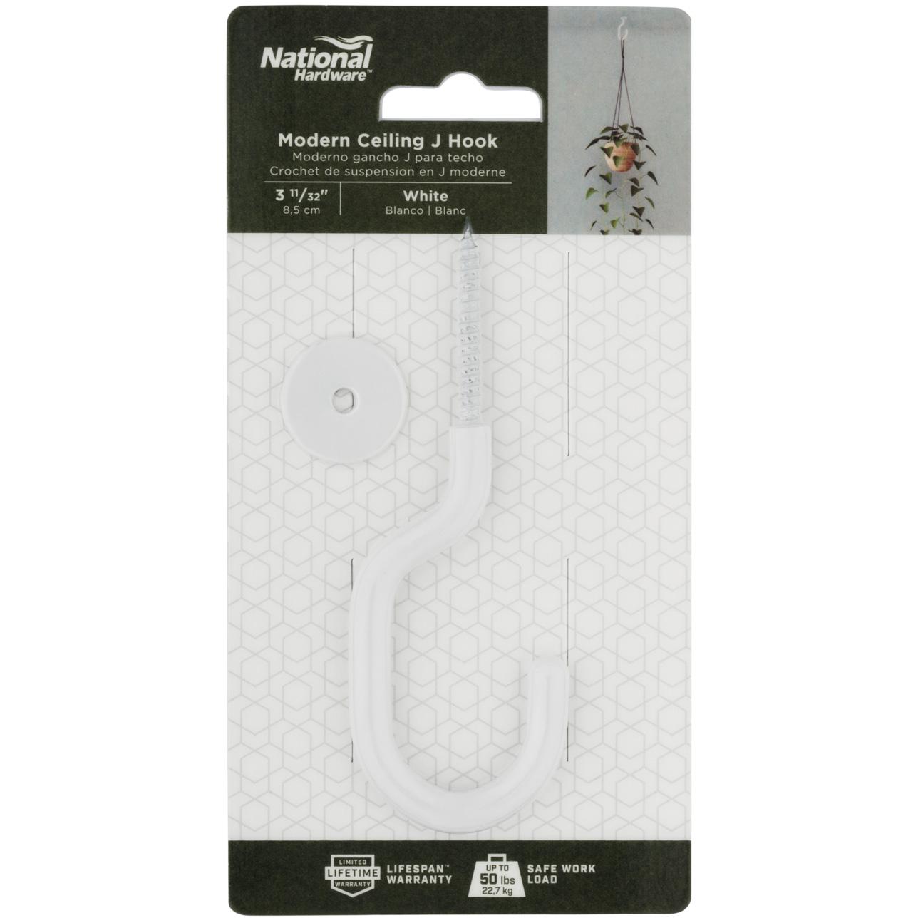 National Hardware - N275-525 - V2682 - 3-11/32" Modern Ceiling Hook in White