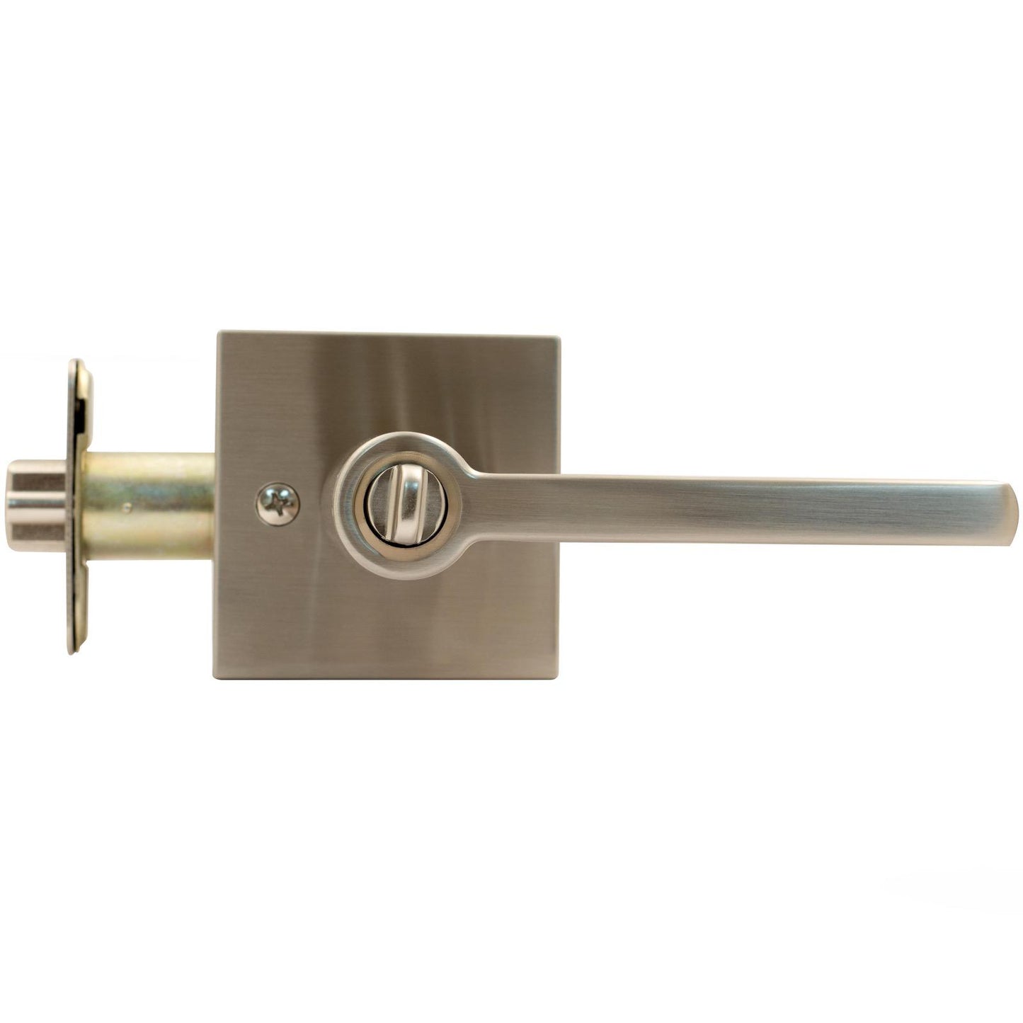 Stone Harbor Hardware Vienna Door Lever with Square Rosette, Entry Latch, SC Keyway, Satin Nickel