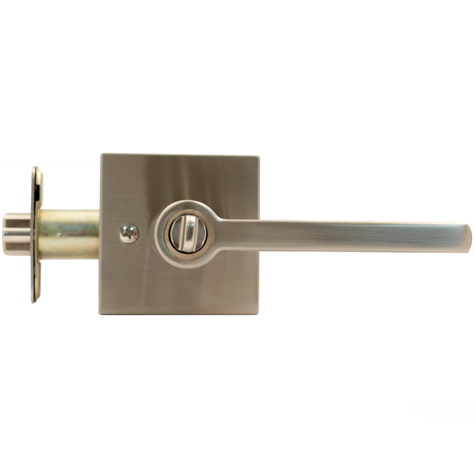 Stone Harbor Hardware Vienna Door Lever with Square Rosette, Entry Latch, SC Keyway, Satin Nickel