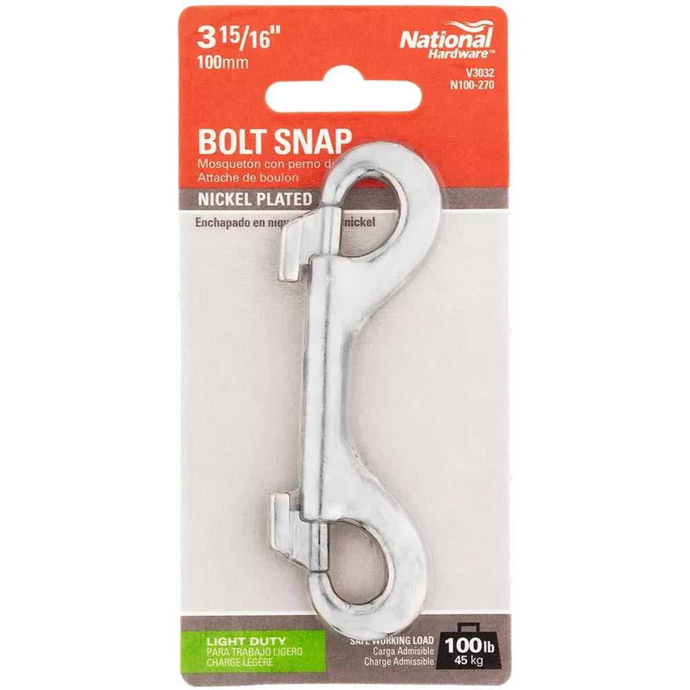 National Hardware - N100-270 V3032 3-15/16" Double Bolt Snap Double Bolt Snap in Nickel