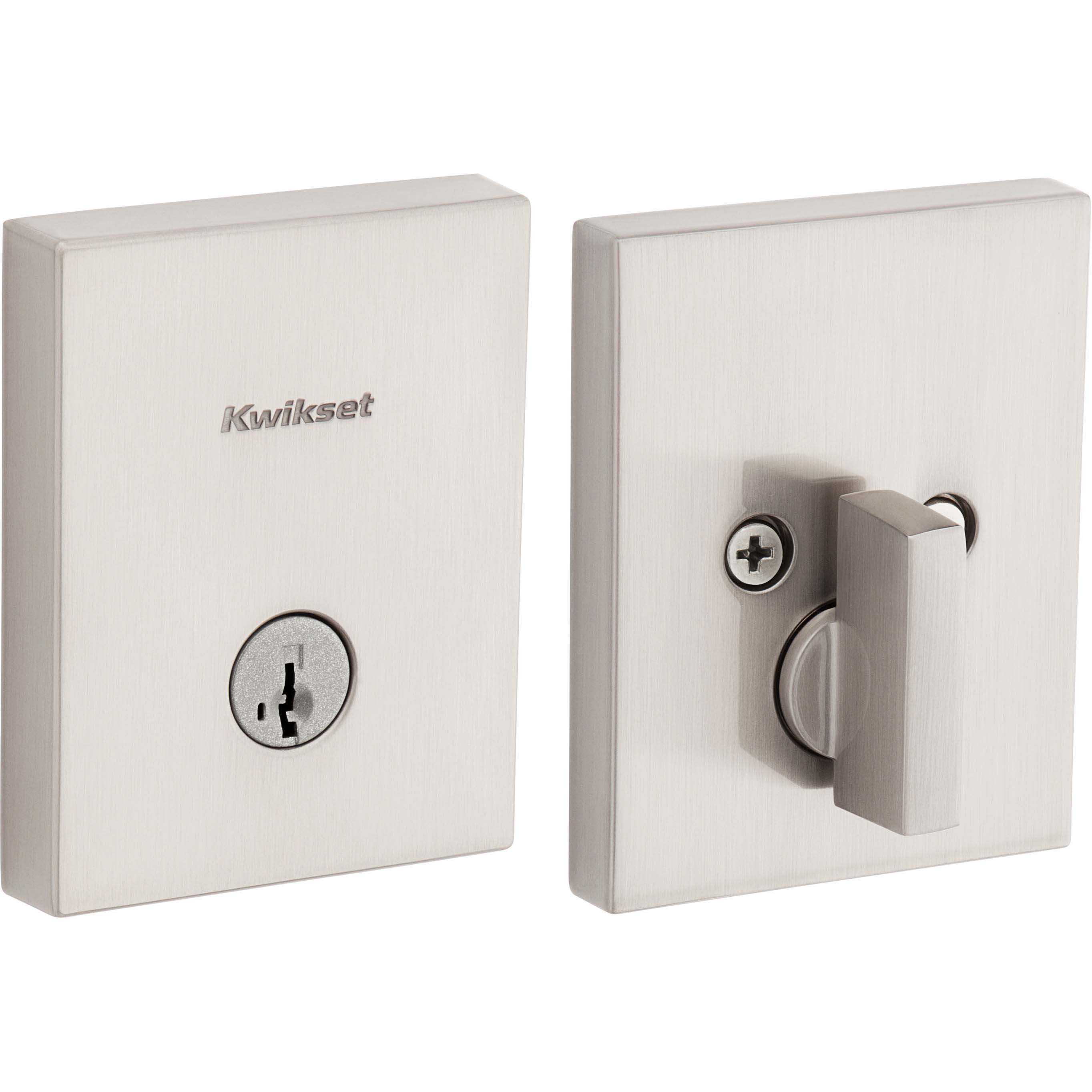 258 RCT SMT 15 6AL STRKP K3 San Clemente Rectangular 1-Cyl Deadbolt - Satin Nickel