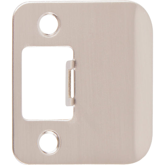 Stone Harbor Hardware Round Corner Extended Lip Strike Plate, 2-1/4" x 1-1/2", (2" Overall Length), Satin Nickel