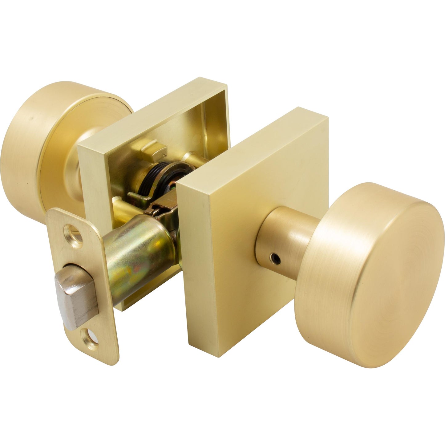 Stone Harbor Hardware Bonn Door Knob with Square Rosette, Passage (Hall/Closet) Latch, Satin Brass