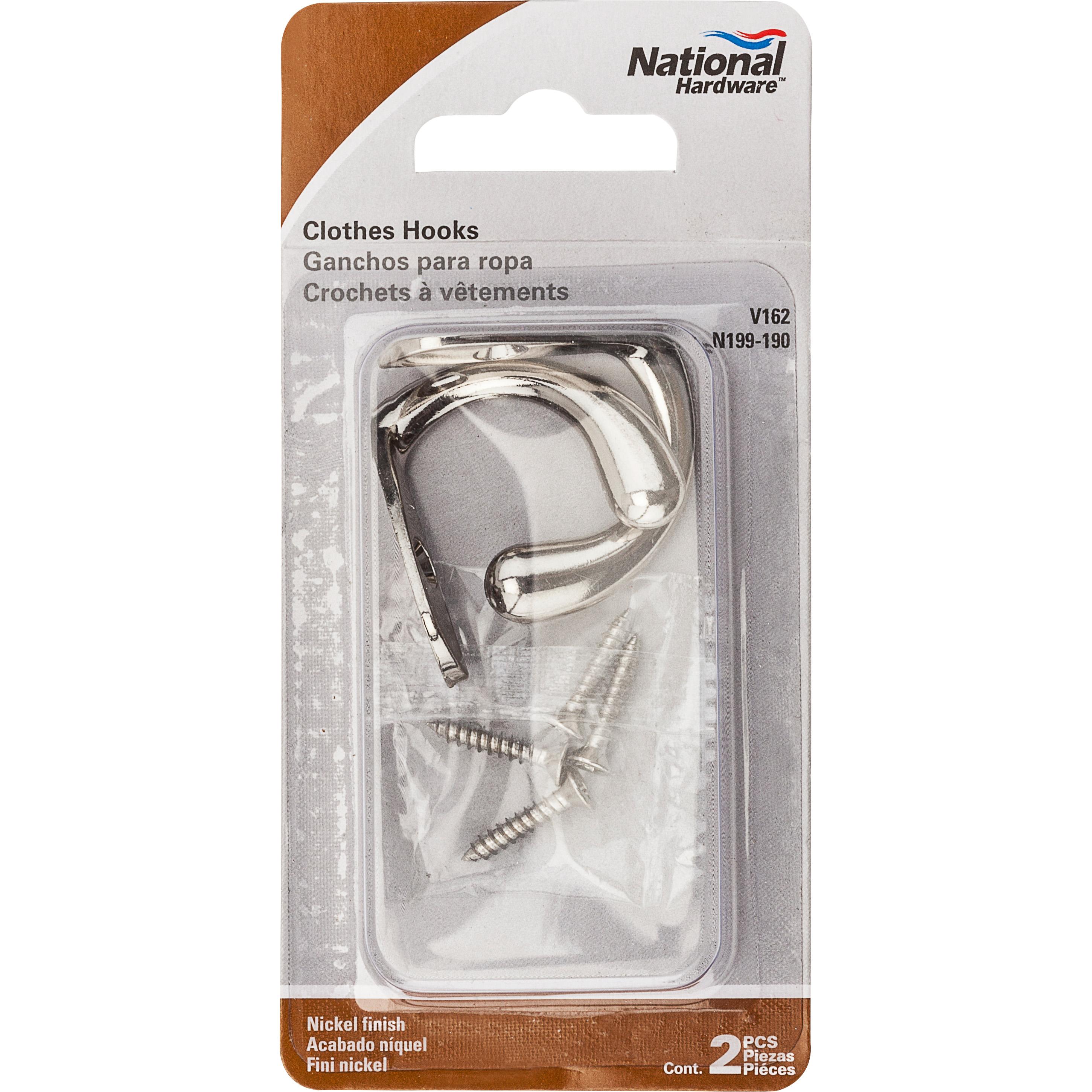 V162 Clothes Hook 2/pk - Nickel