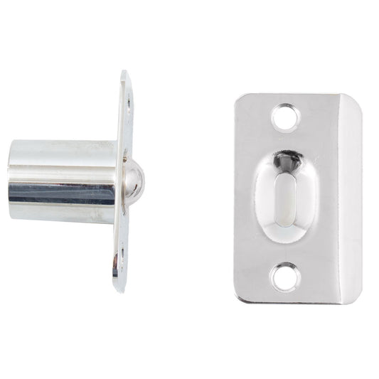 Stone Harbor Hardware Round Corner Single Adjust Ball Catch, Polished Chrome
