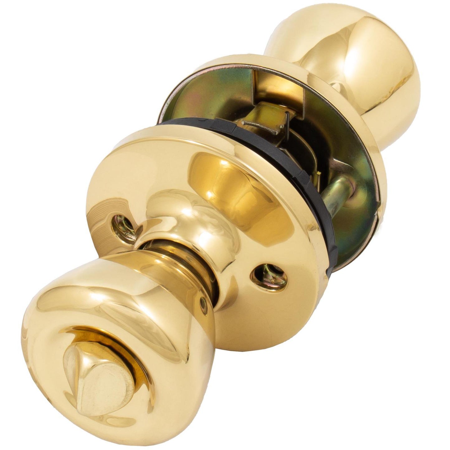 Stone Harbor Hardware Tulip Door Knob, Entry Latch, KW Keyway, Polished Brass