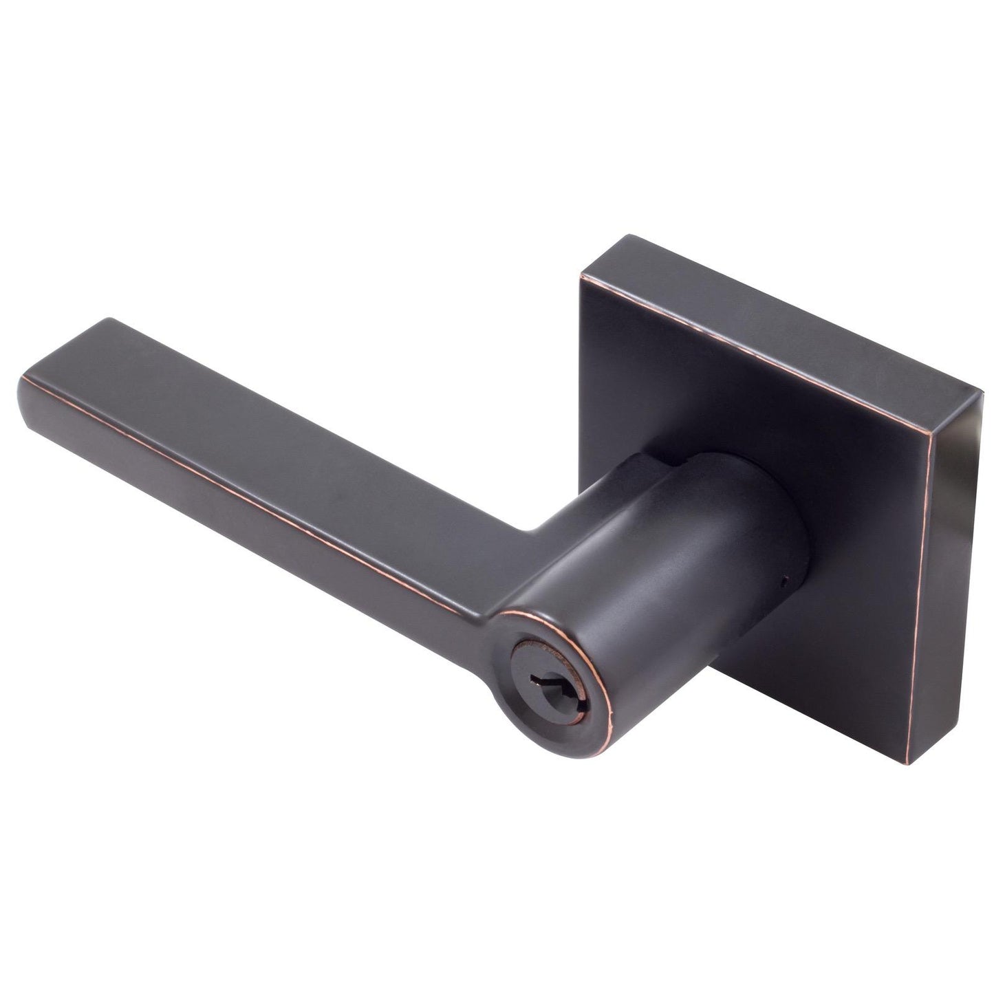 Stone Harbor Hardware Vienna Door Lever with Square Rosette, Entry Latch, SC Keyway, Vintage Bronze