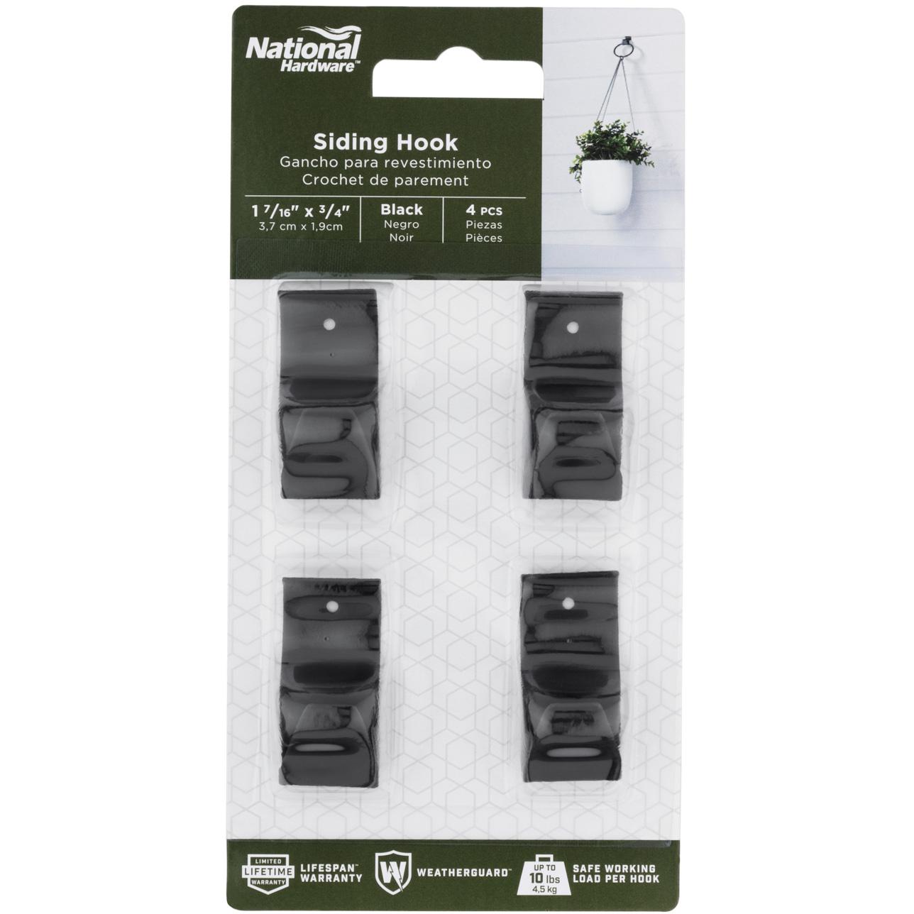 National Hardware - N275-531 - V2684 - 1-7/16" x 3/4" Siding Hook- Black, 4 pack