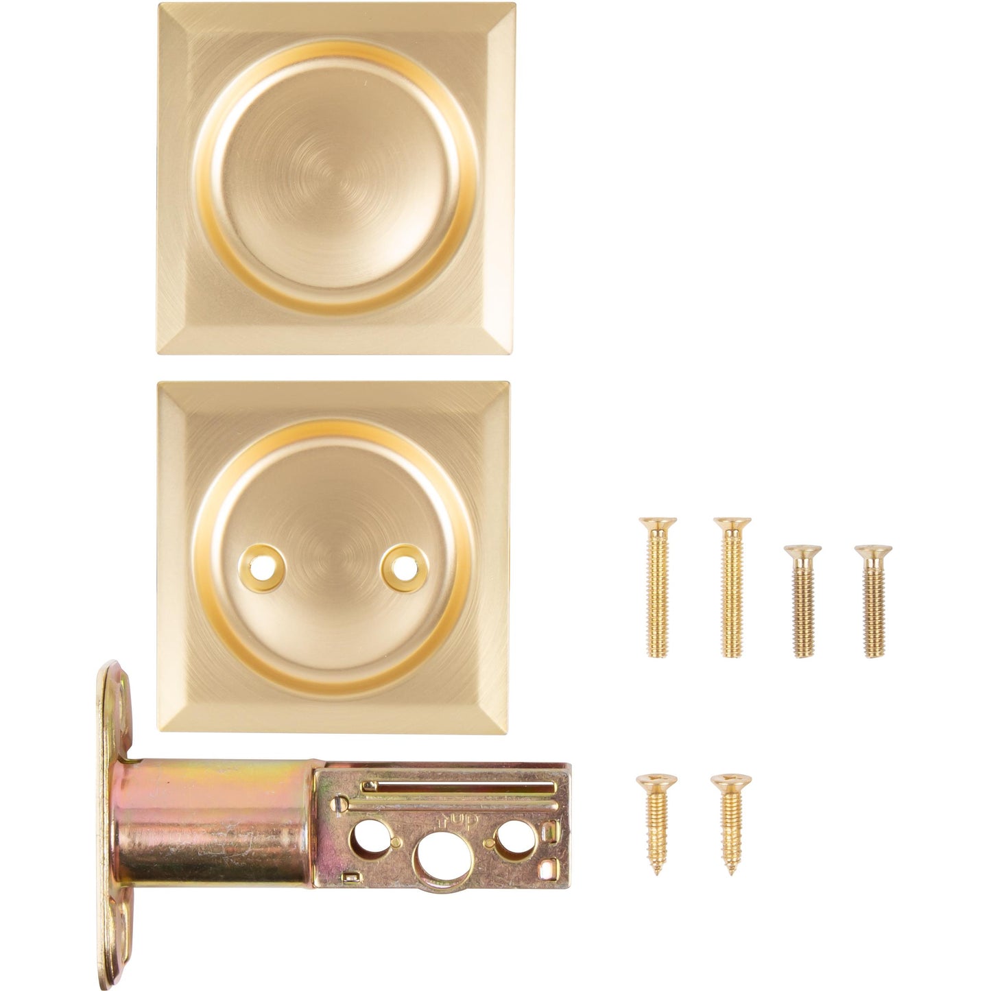 Stone Harbor Hardware Contemporary Square Pocket Door Lock, Passage Function, 2-3/8" Backset, Satin Brass