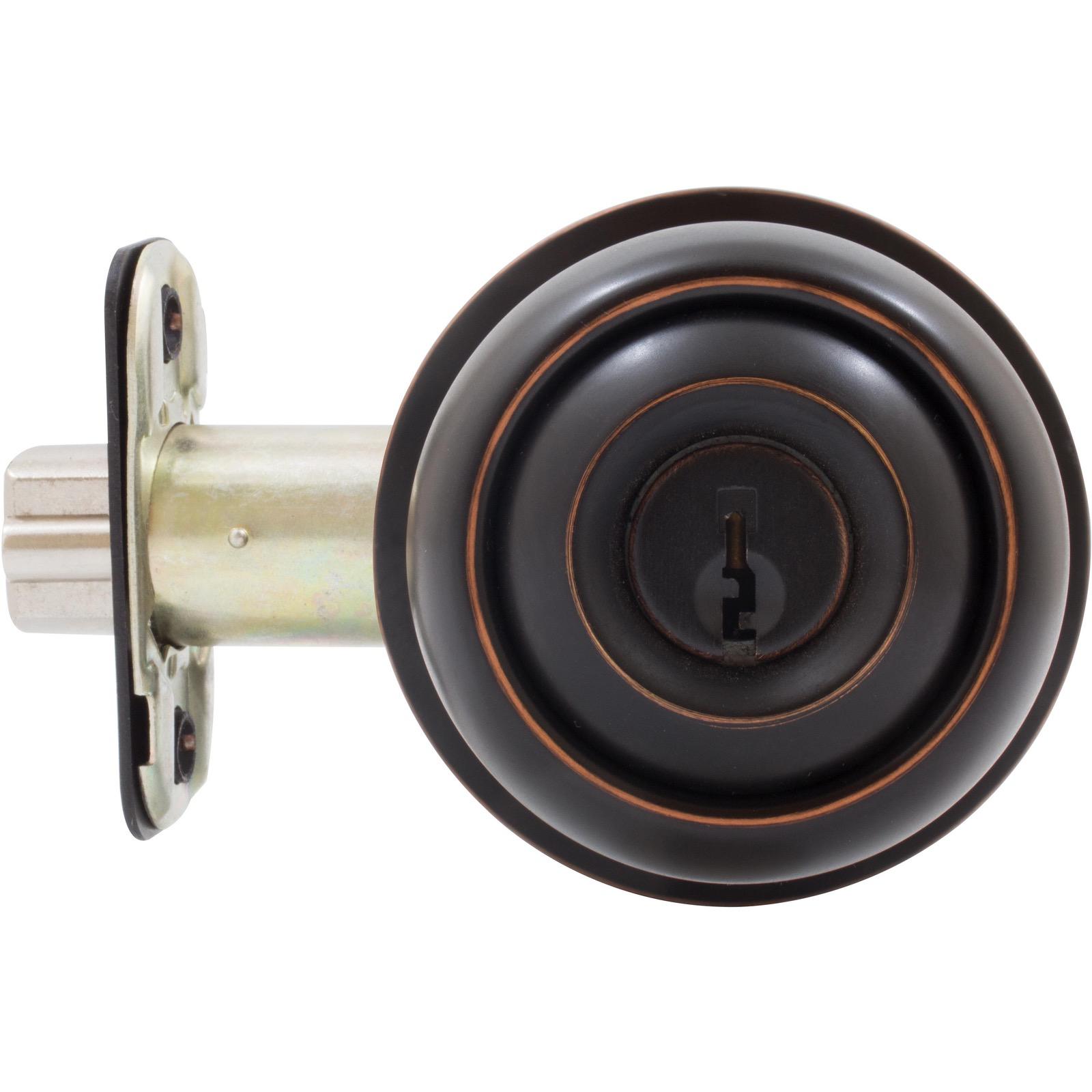 Stone Harbor Hardware Ball Door Knob, Entry Latch, SC Keyway, Vintage Bronze