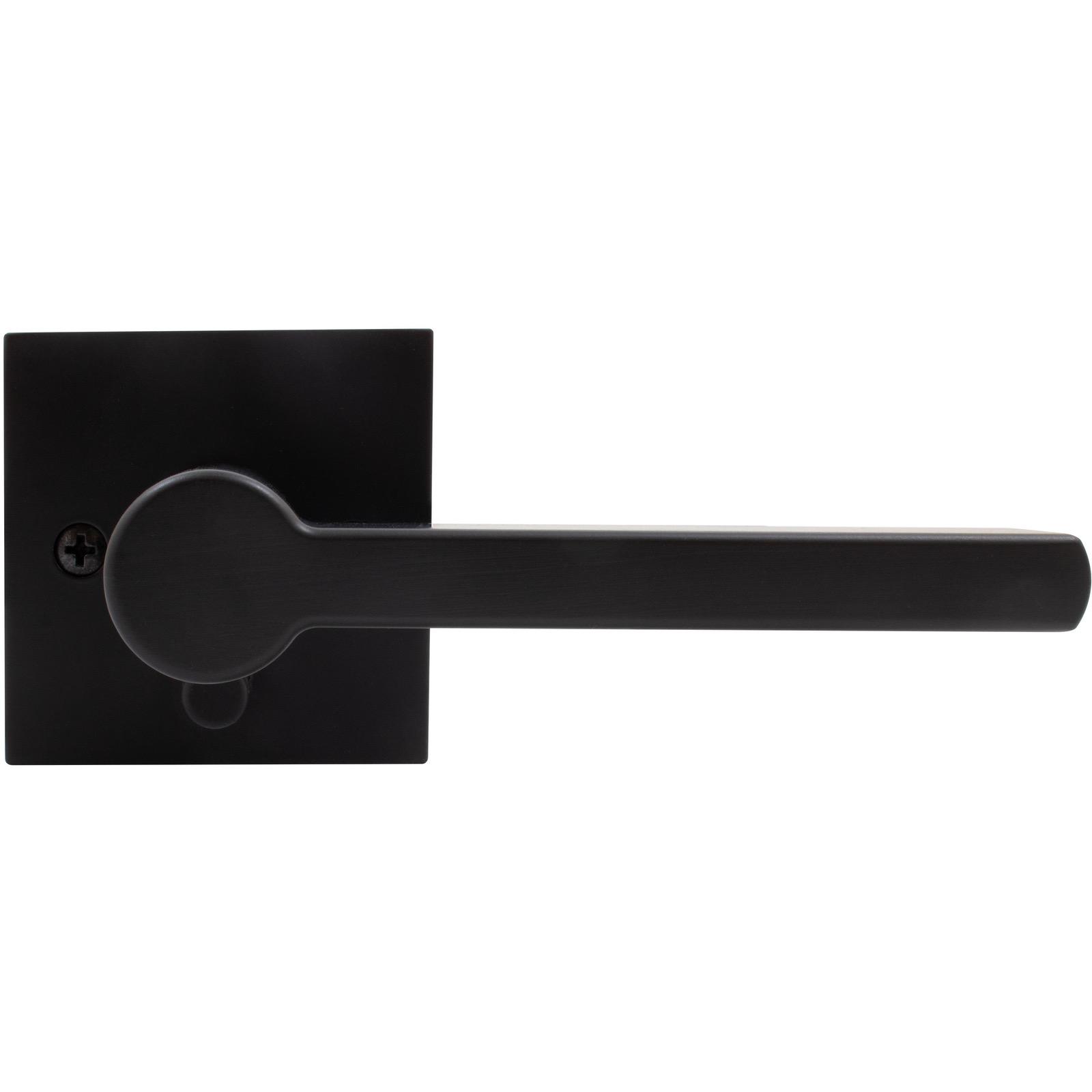 Stone Harbor Hardware Vienna Door Lever with Square Rosette, Privacy (Bed/Bath) Latch, Matte Black