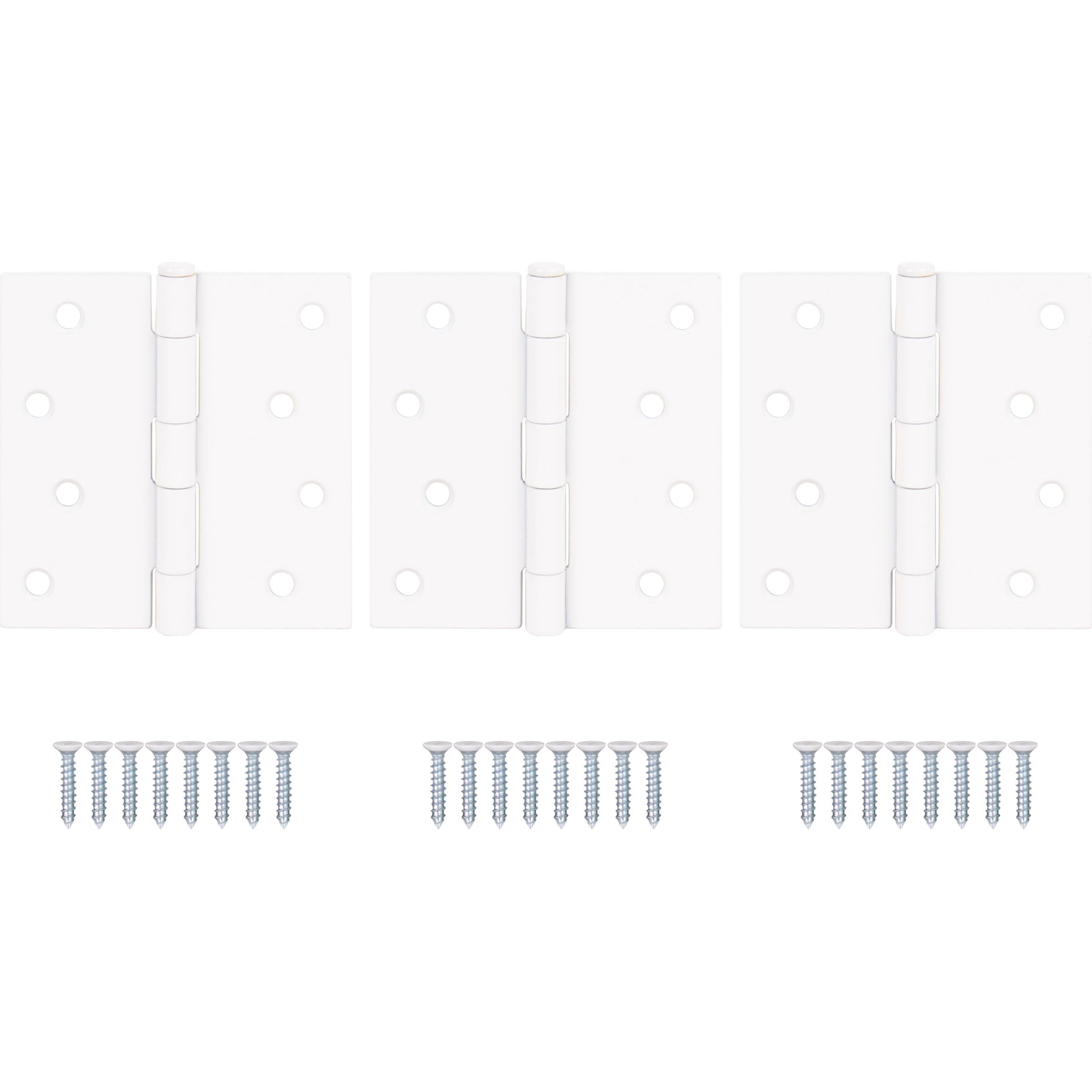 Stone Harbor Hardware 4" Door Hinges, Square Corner, White, 3-Pack