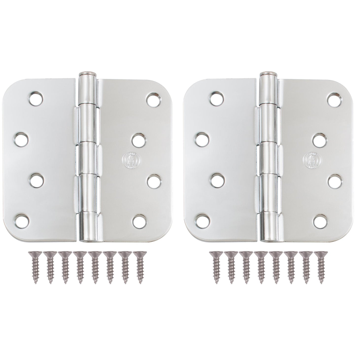 Stone Harbor Hardware 4" Door Hinges, 5/8" Radius Corner, Polished Chrome, 2-Pack