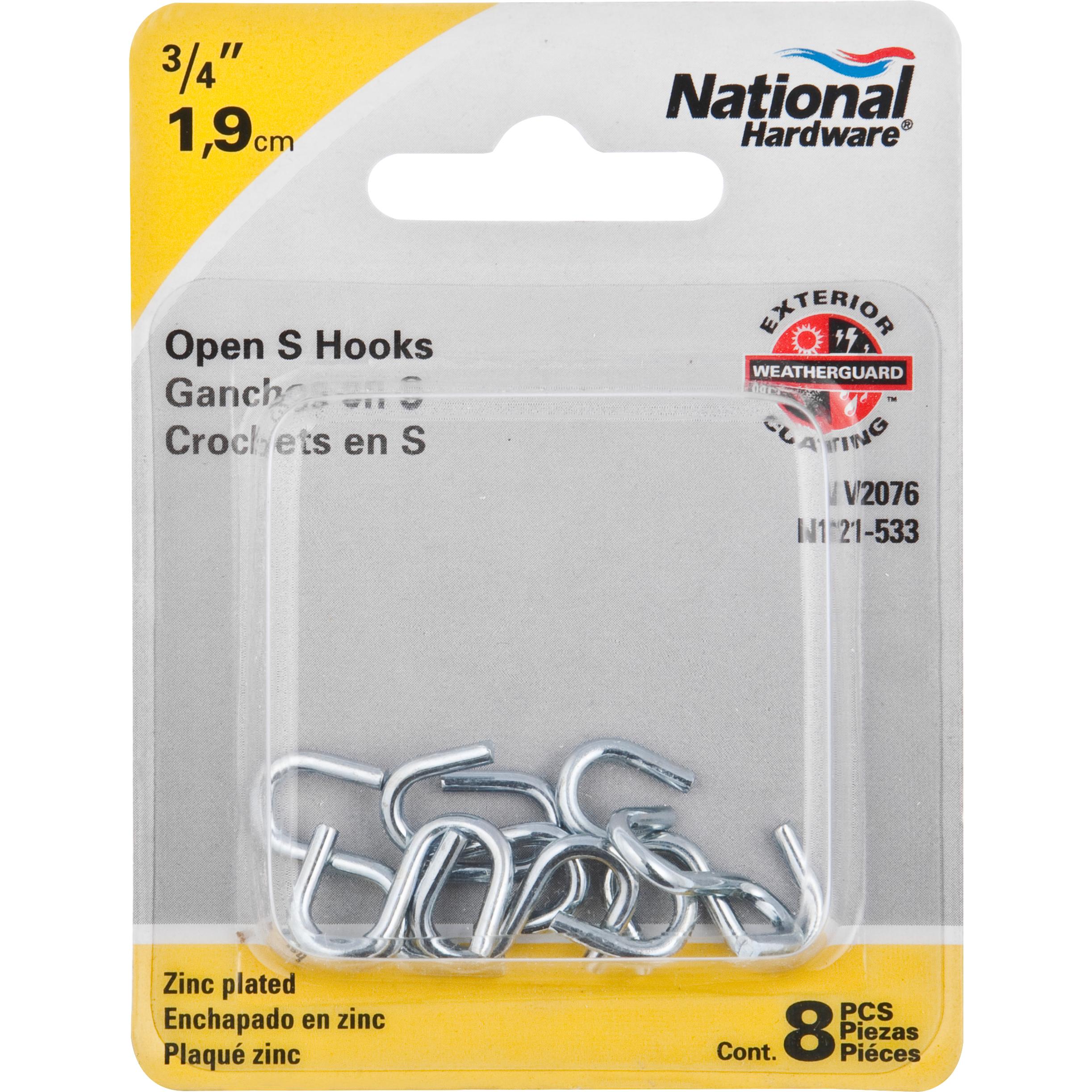 V2076 3/4" Heavy Open S Hook - Zinc
