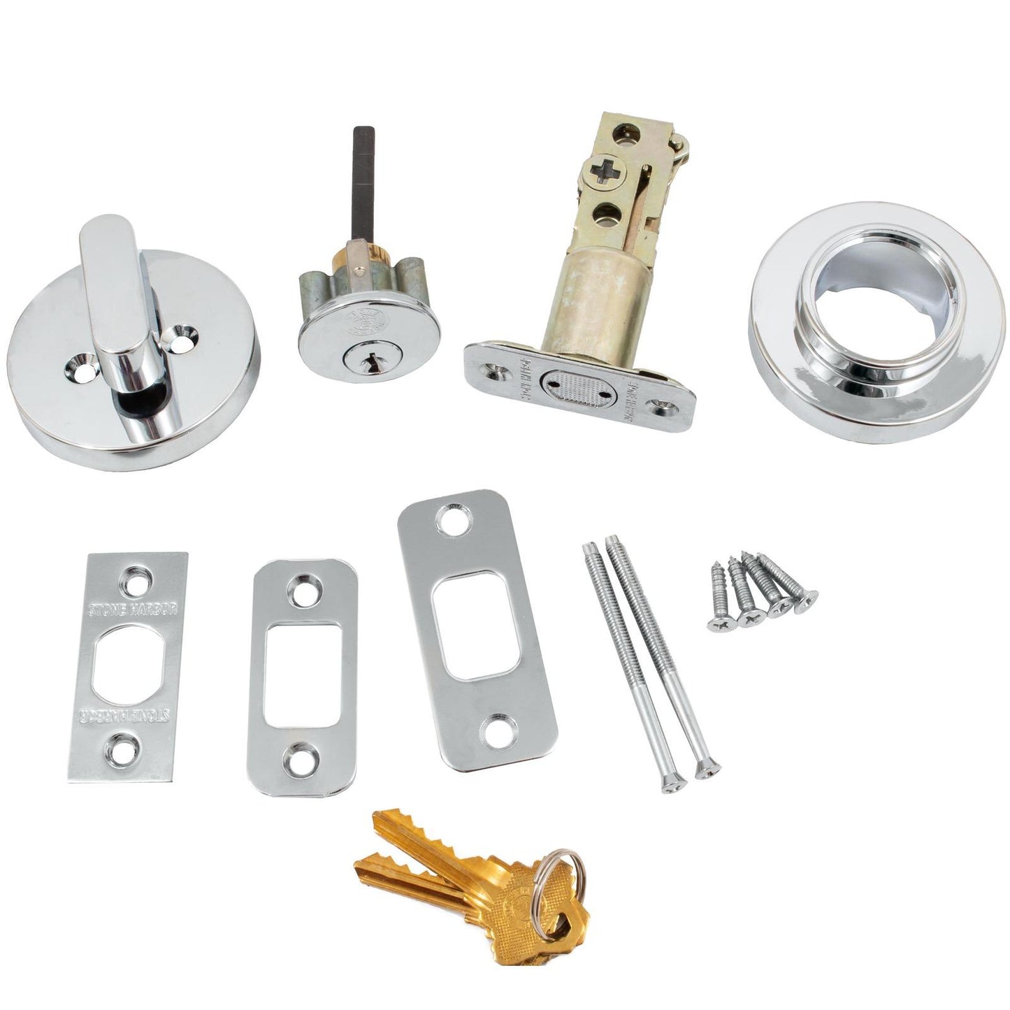 Stone Harbor Hardware Grade 3 Contemporary Round Deadbolt, SC Keyway, Polished Chrome