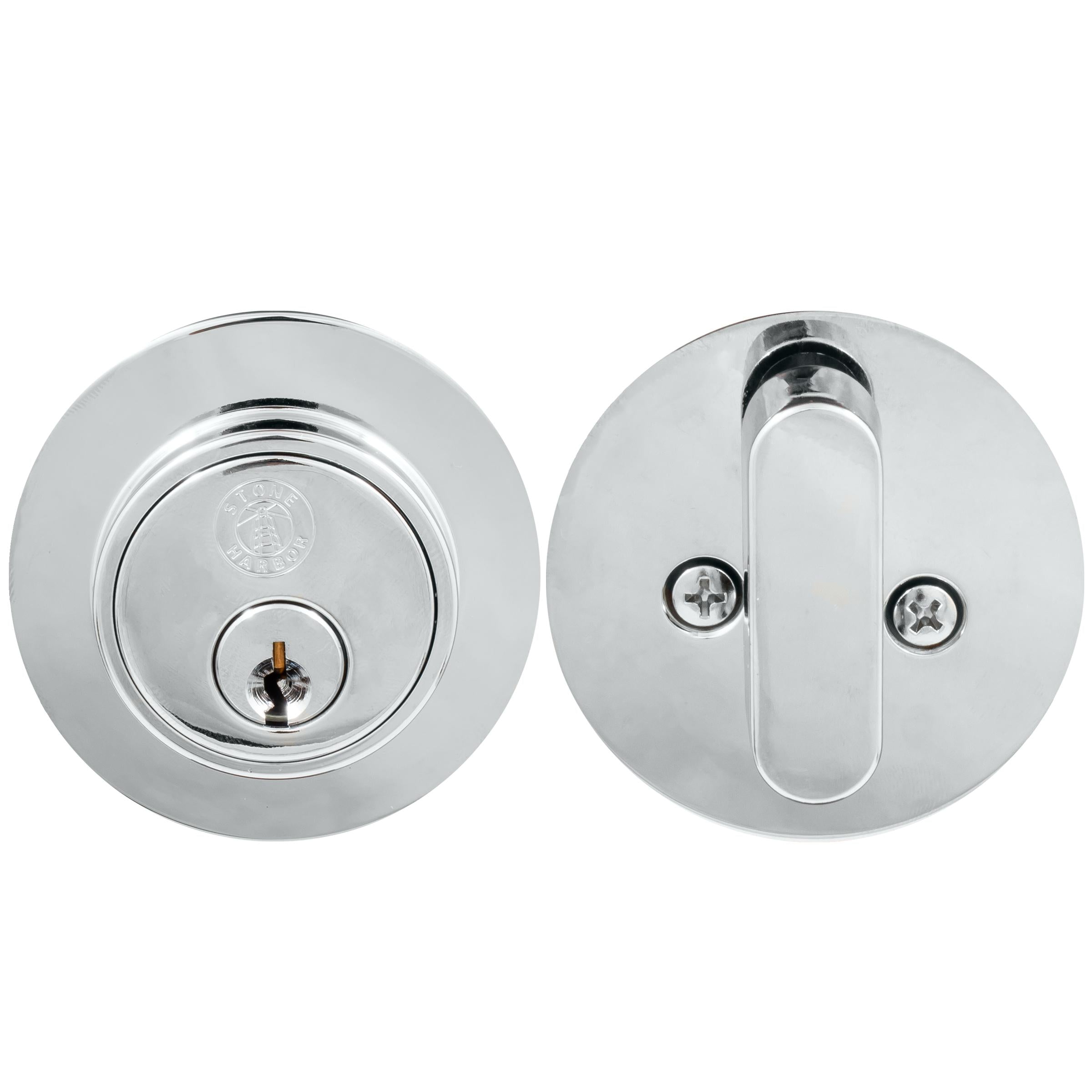 Stone Harbor Hardware Grade 3 Contemporary Round Deadbolt, SC Keyway, Polished Chrome