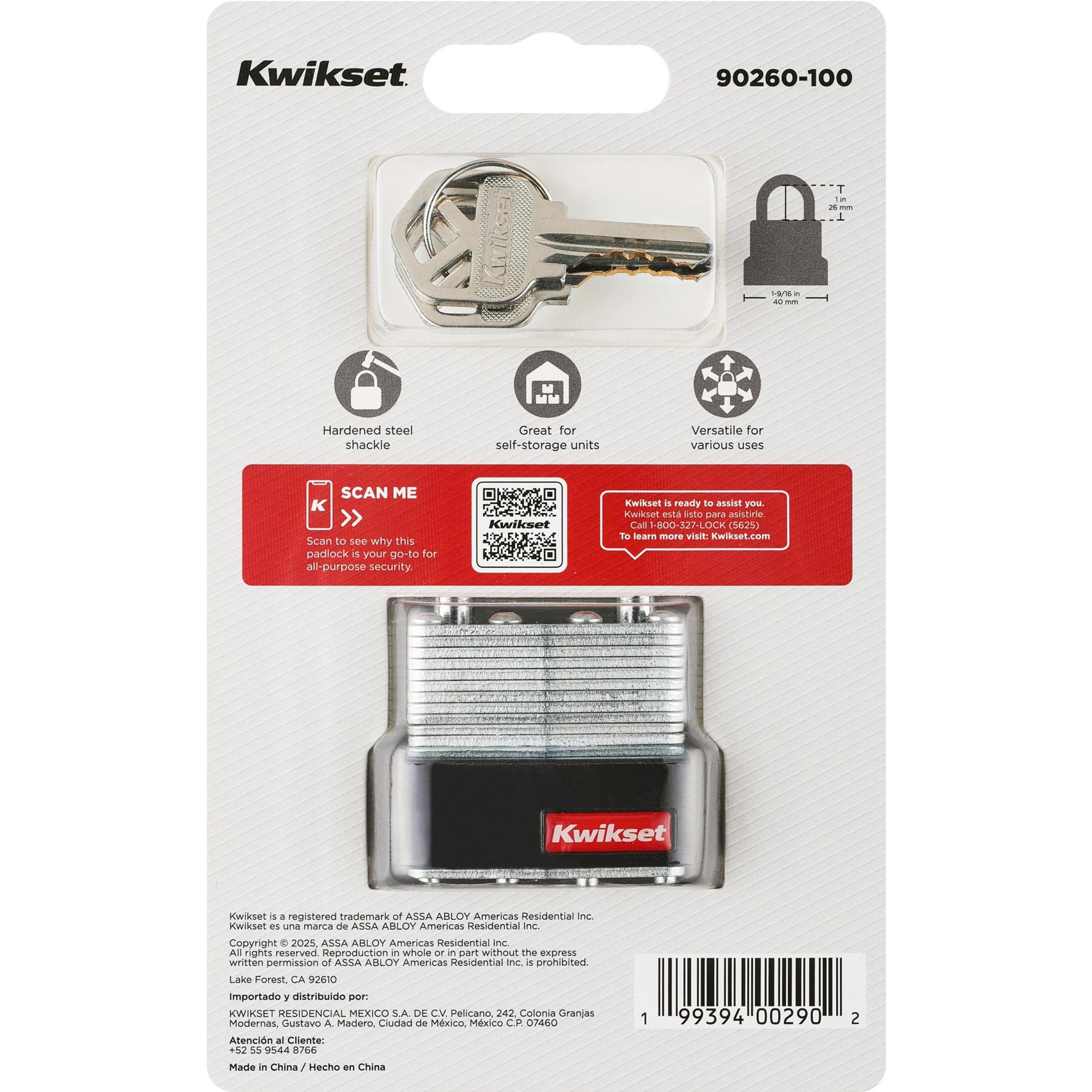 Kwikset 1-9/16" Laminated Padlock with 1" Shackle