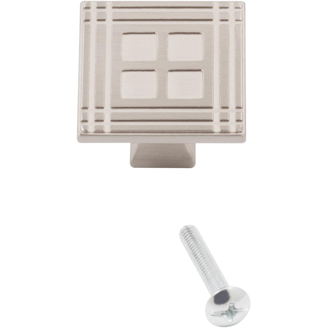 Stone Harbor Hardware Arts & Crafts Square Cabinet Knob, Satin Nickel