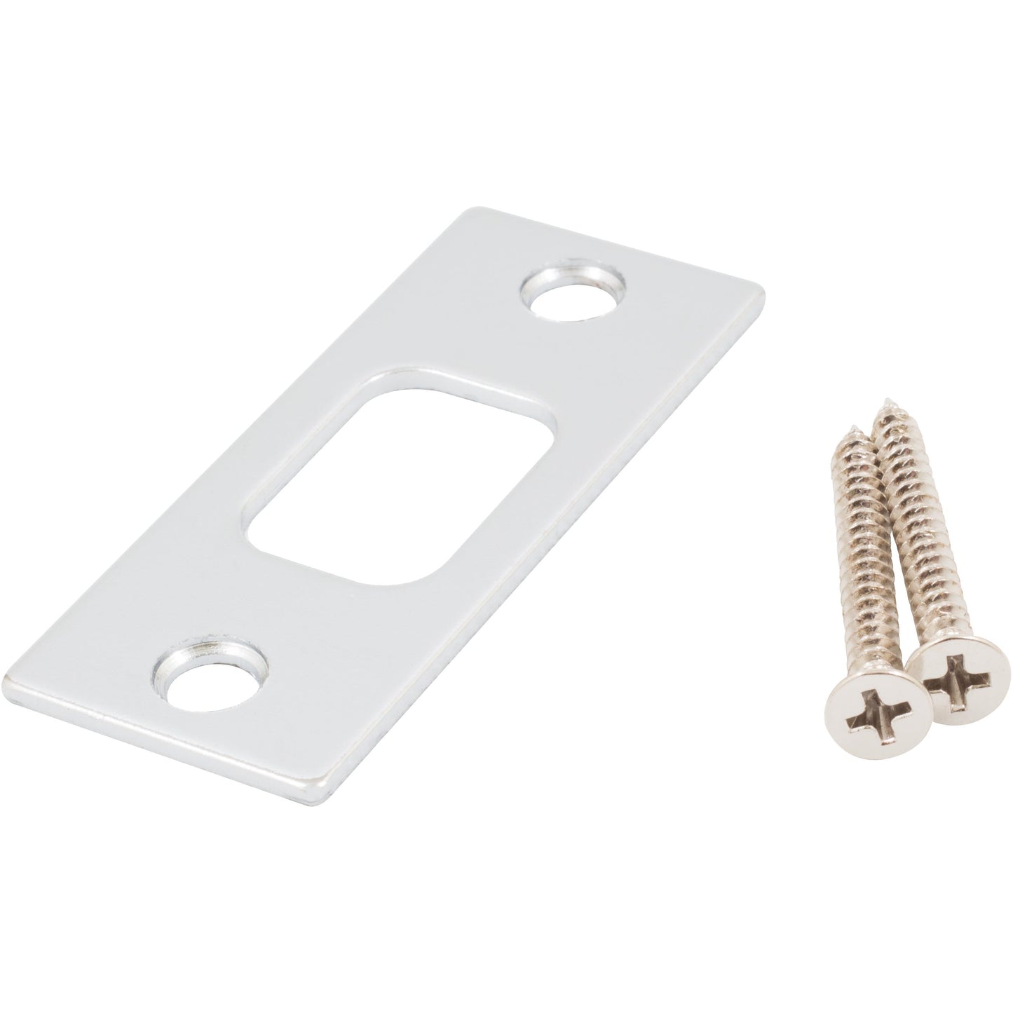 Stone Harbor Hardware Square Corner Deadbolt Strike Plate, 1-1/8" x 2-3/4", 2-1/8" Center-to-Center, Polished Chrome