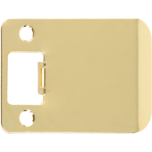Stone Harbor Hardware Round Corner Extended Lip Strike Plate, 2-1/4" x 2-1/2", (3" Overall Length), Polished Brass