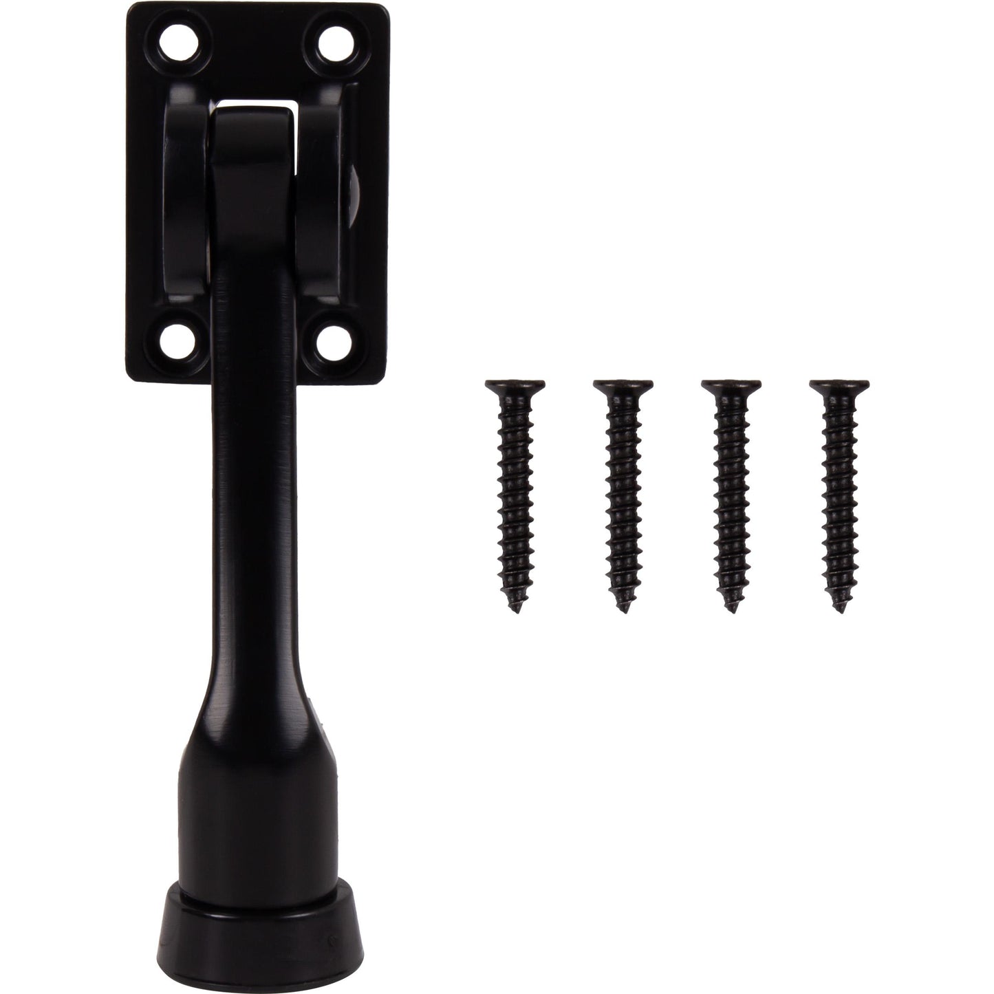 Stone Harbor Hardware Heavy-Duty Kick-Down Holder with 4 Screws, 4 Inches, Matte Black