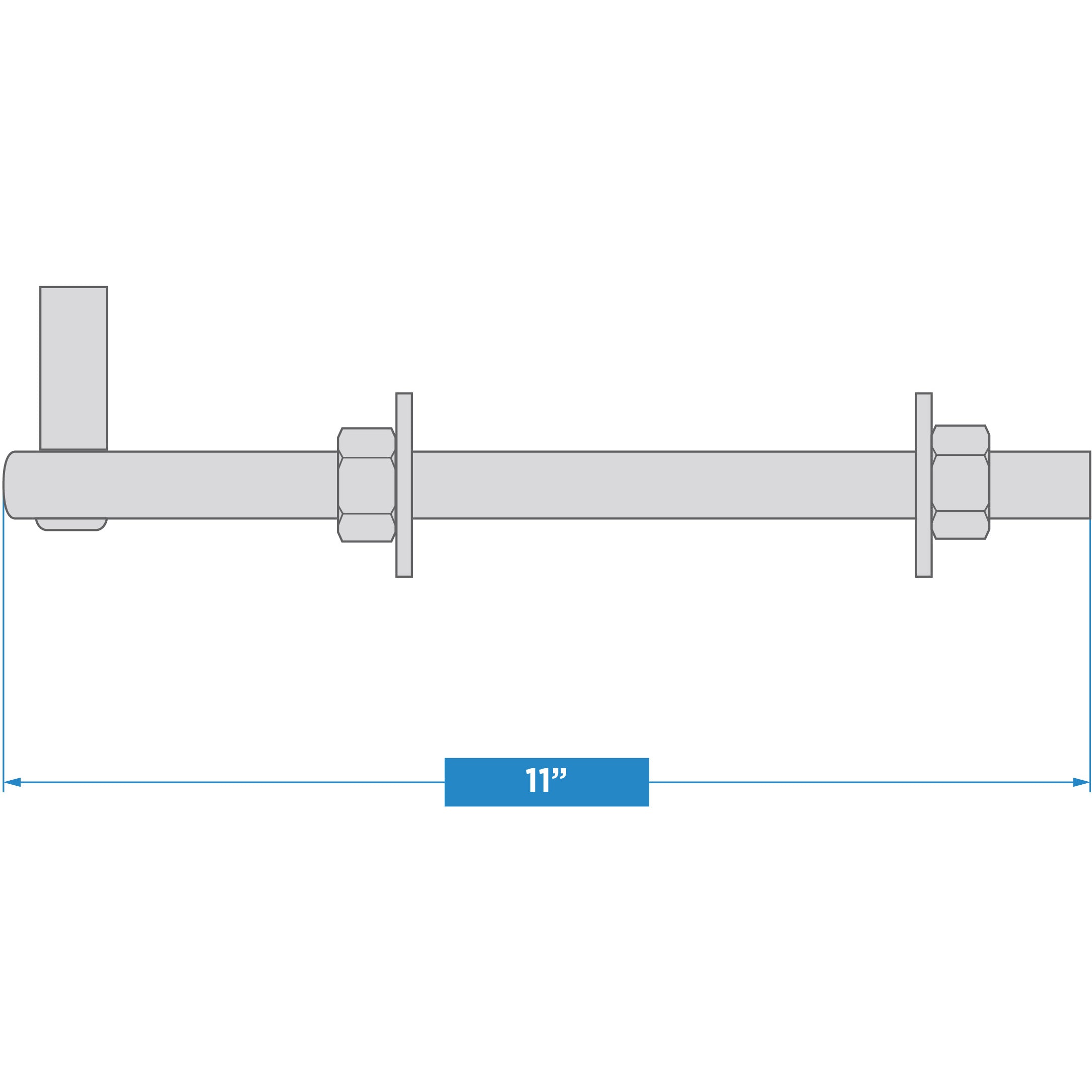 293BC 3/4" x 10" Bolt Hook - Zinc Plated