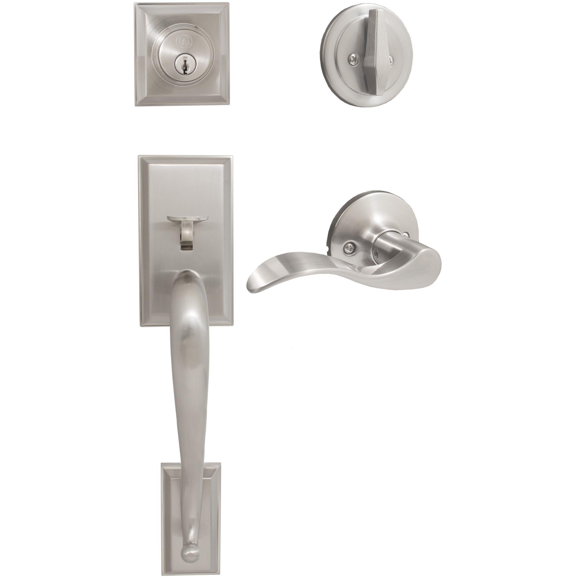 Stone Harbor Hardware Willow Park Handleset, Beaverton Interior Trim, SC Keyway, Satin Nickel