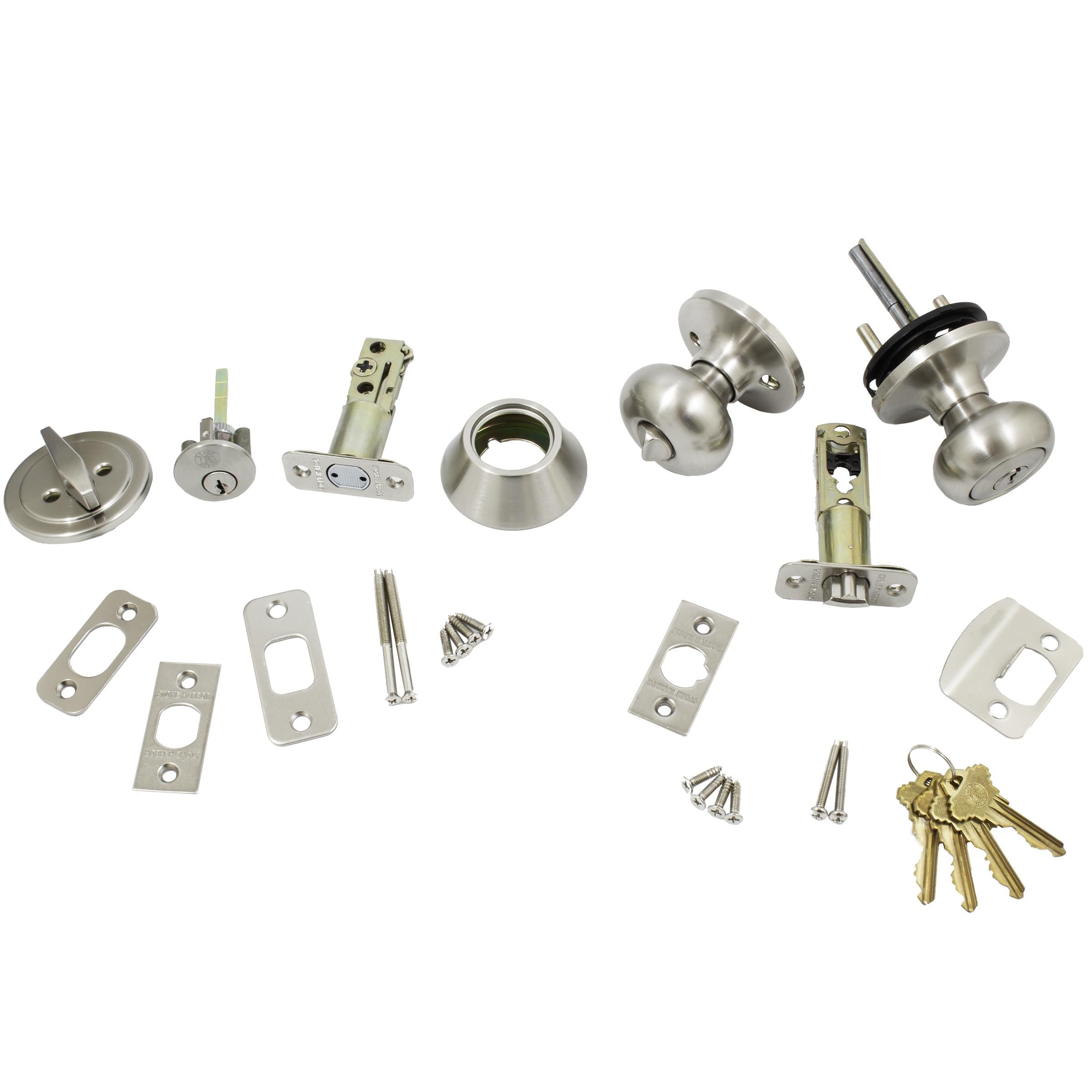 Stone Harbor Hardware Highland Door Knob Combo (With Deadbolt), SC Keyway, Satin Nickel