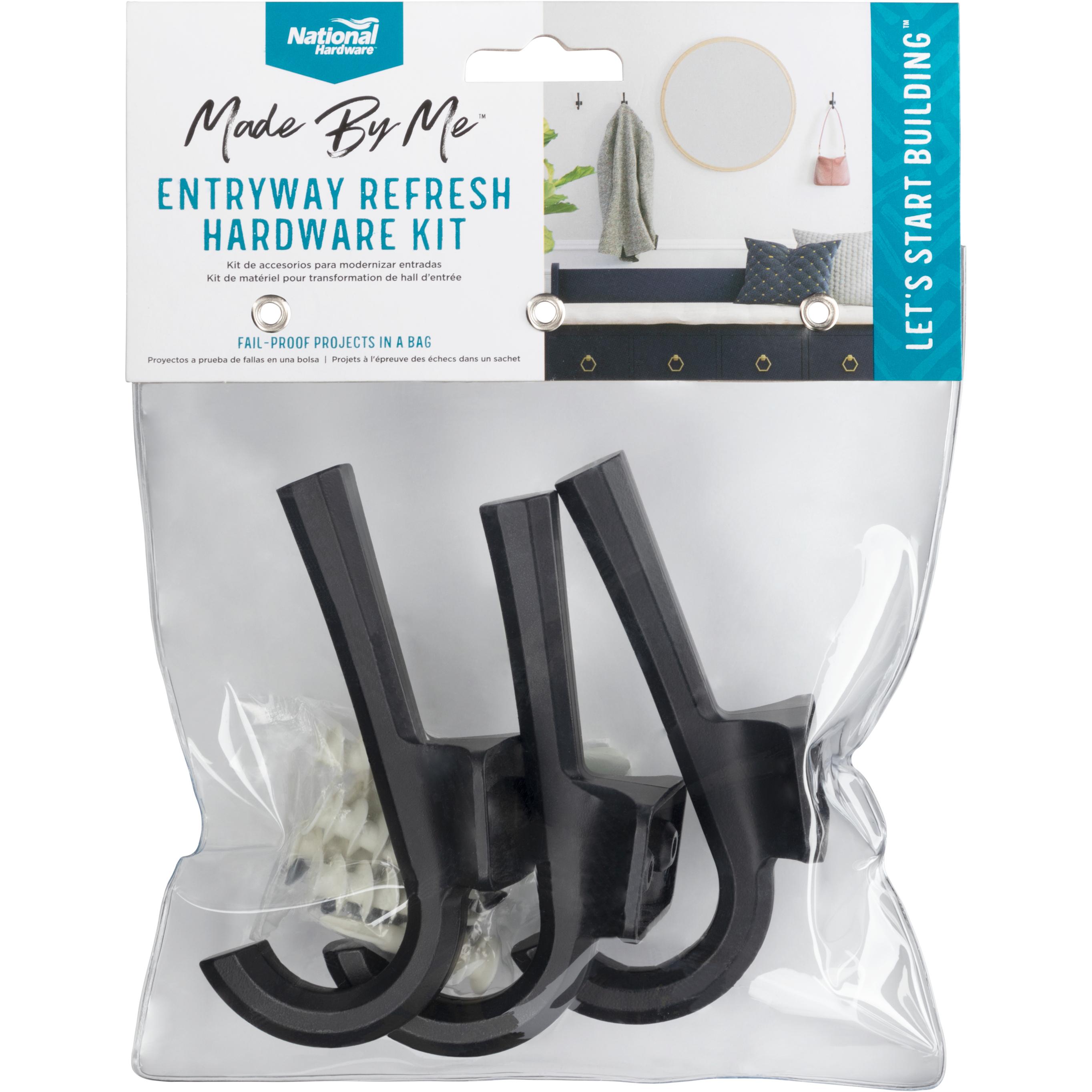 National Hardware - N900-008 Mounted 3 Pack Hanging Wall Hooks for Towels, Robe, Coats, Hats, Matte Black