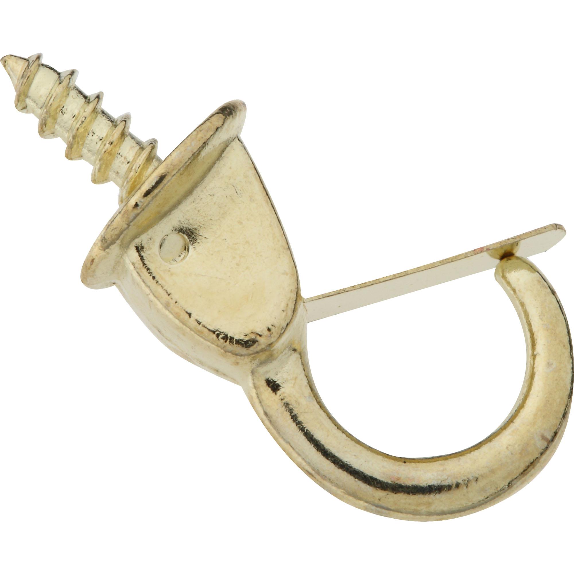 National Hardware - N119-909 V2024 7/8" Safety Cup Hooks in Brass, 2 pack