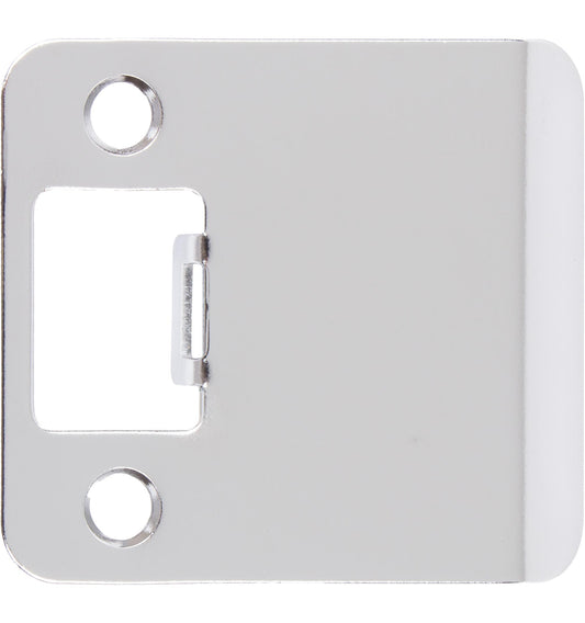 Stone Harbor Hardware Round Corner Extended Lip Strike Plate, 2-1/4" x 2", (2-1/2" Overall Length), Polished Chrome