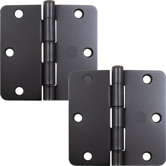 Stone Harbor Hardware 3-1/2" Door Hinges, 1/4" Radius Corner, Oil-Rubbed Bronze, 2-Pack