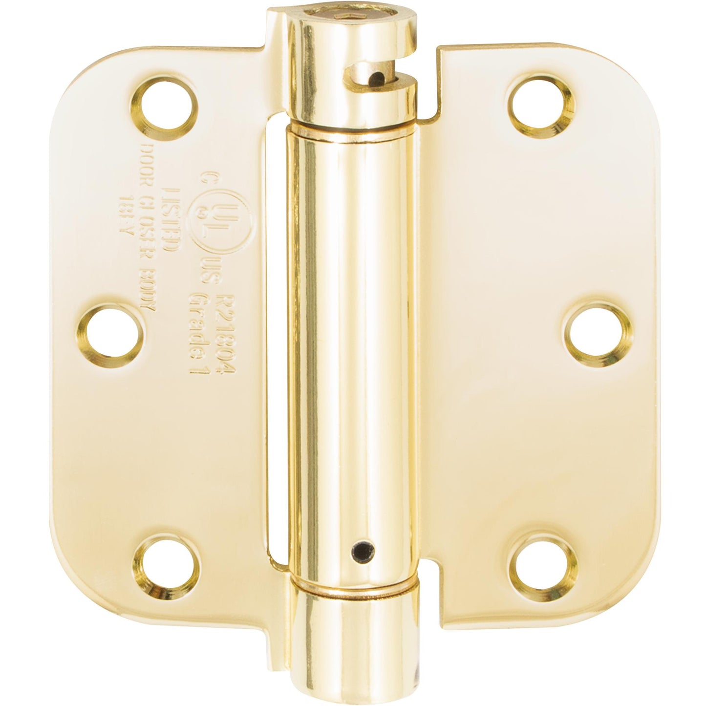 Stone Harbor Hardware Adjustable Spring Hinge, 3-1/2 Inches, 5/8" Radius Corner, Polished Brass
