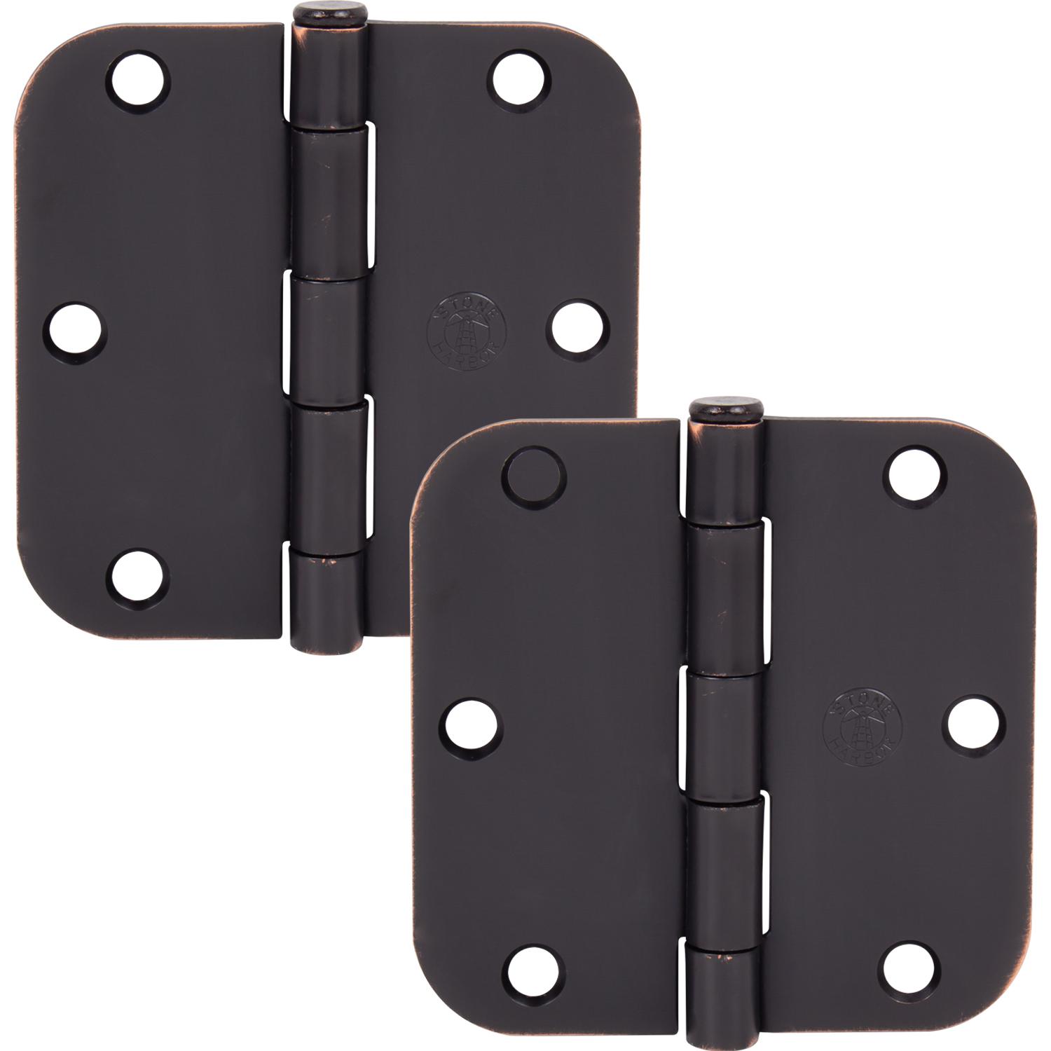 Stone Harbor Hardware 3-1/2" Door Hinges, 5/8" Radius Corner, Vintage Bronze, 2-Pack