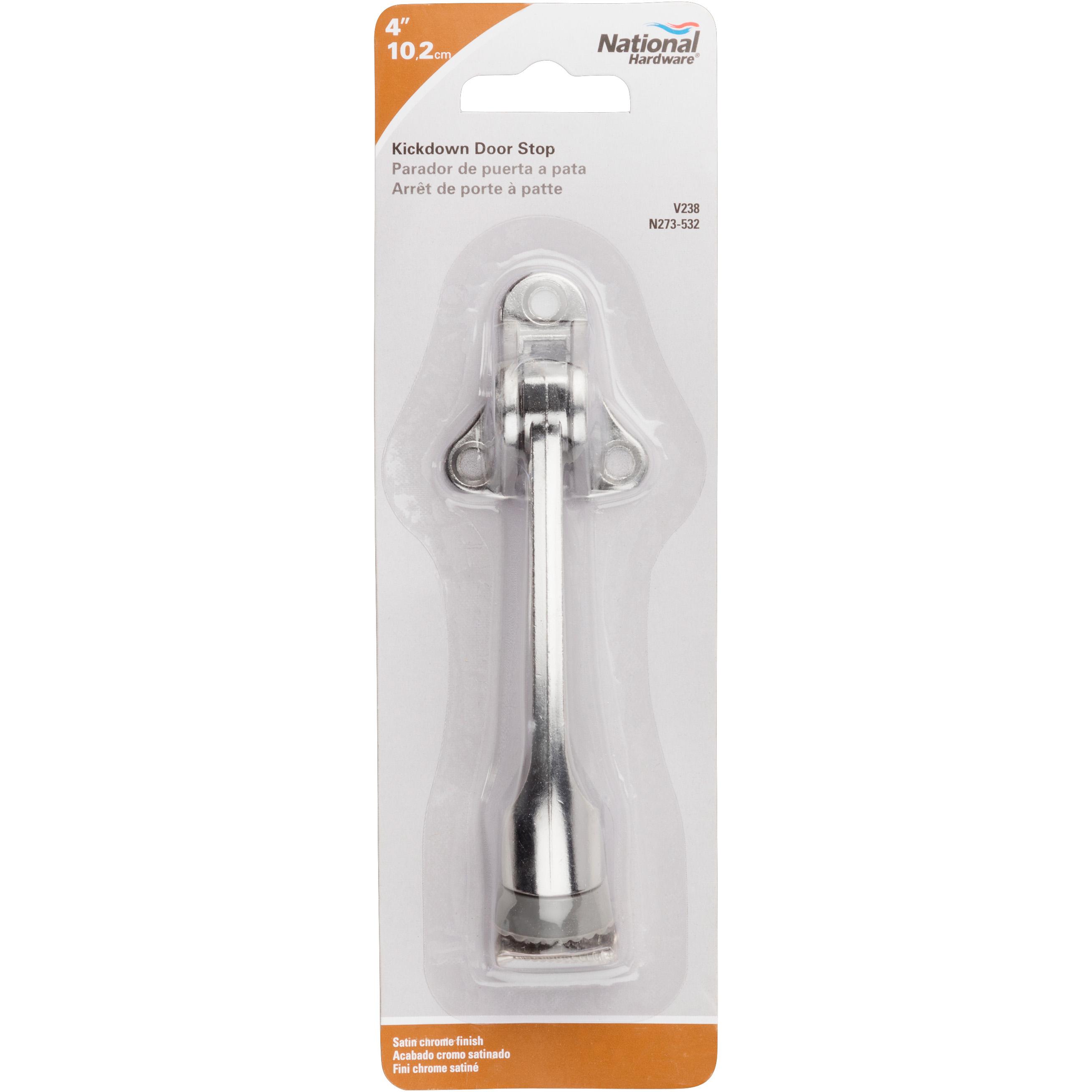 National Hardware - V238 4” Kickdown Door Stop - Satin Chrome