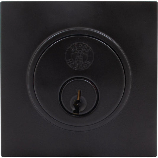 Stone Harbor Hardware Grade 3 Contemporary Square Deadbolt, SC Keyway, Matte Black