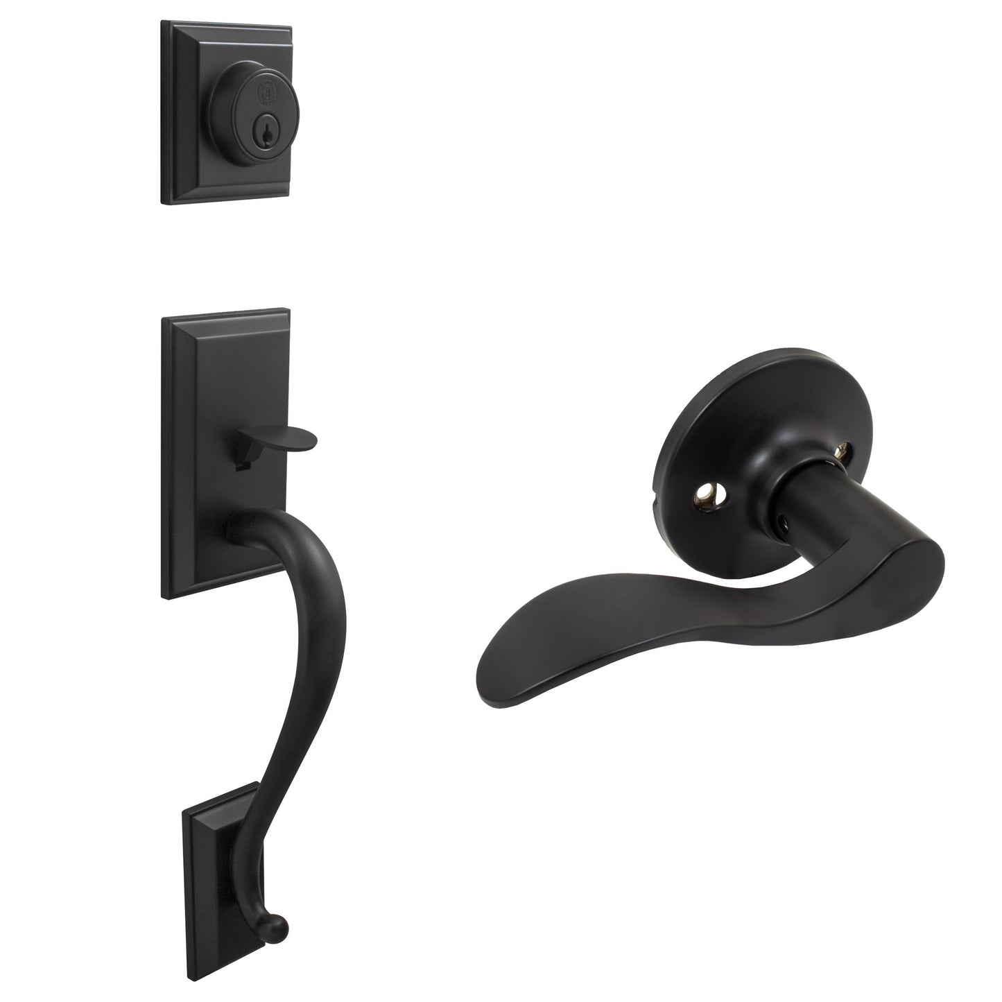 Stone Harbor Hardware Willow Park Handleset with Beaverton Lever, KW Keyway, Clear Pack, Matte Black