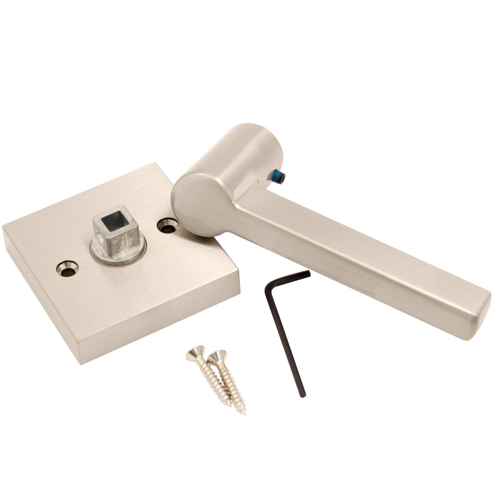 Stone Harbor Hardware Vienna Door Lever with Square Rosette, Dummy (Non-Turning) Latch, Satin Nickel