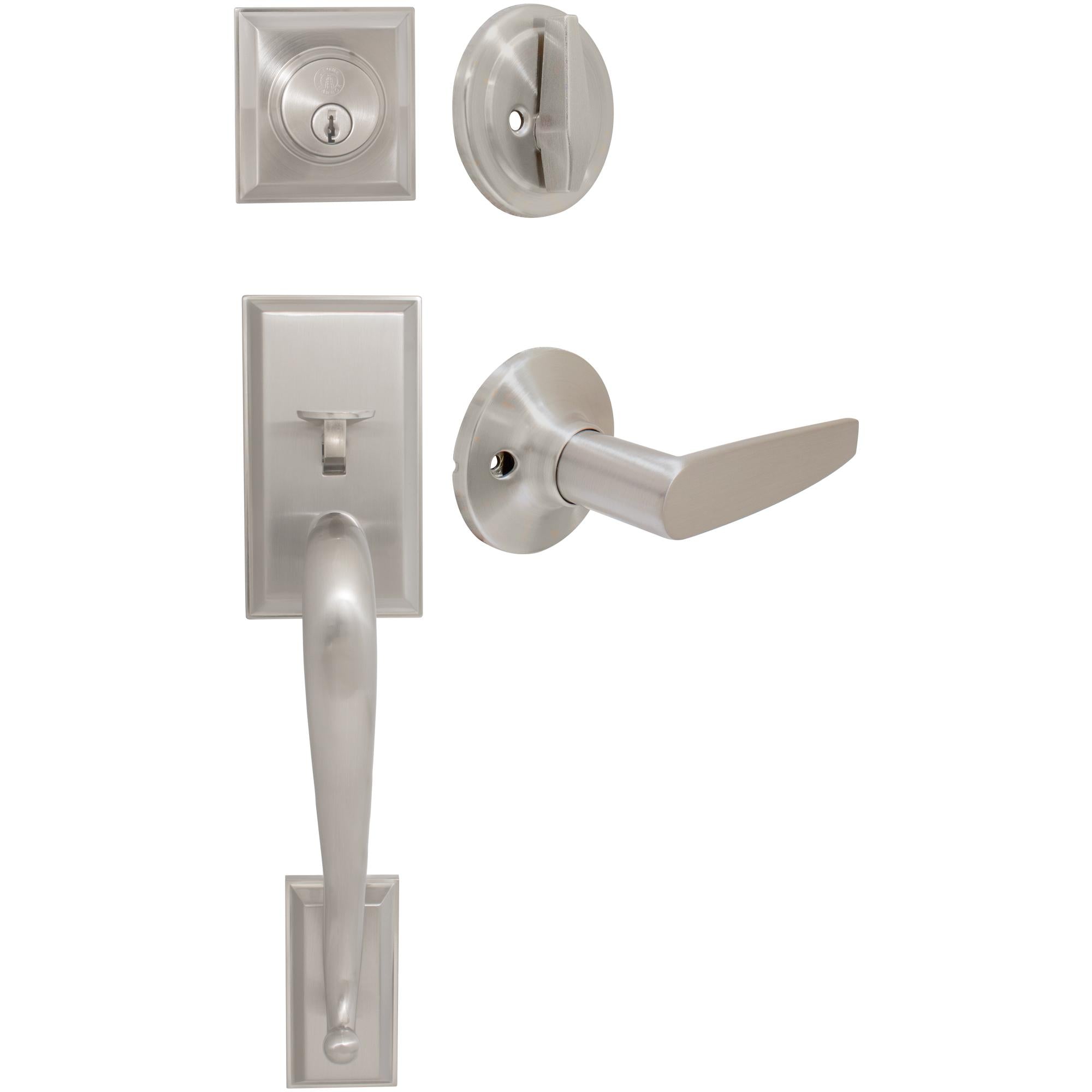 Stone Harbor Hardware Willow Park Handleset, Tucson Interior Trim, KW Keyway, Satin Nickel