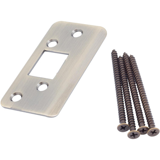 Stone Harbor Hardware Jamb Saver Strike Plate, 1-7/8" x 3-5/8", 2-1/4" Center-to-Center, Antique Brass
