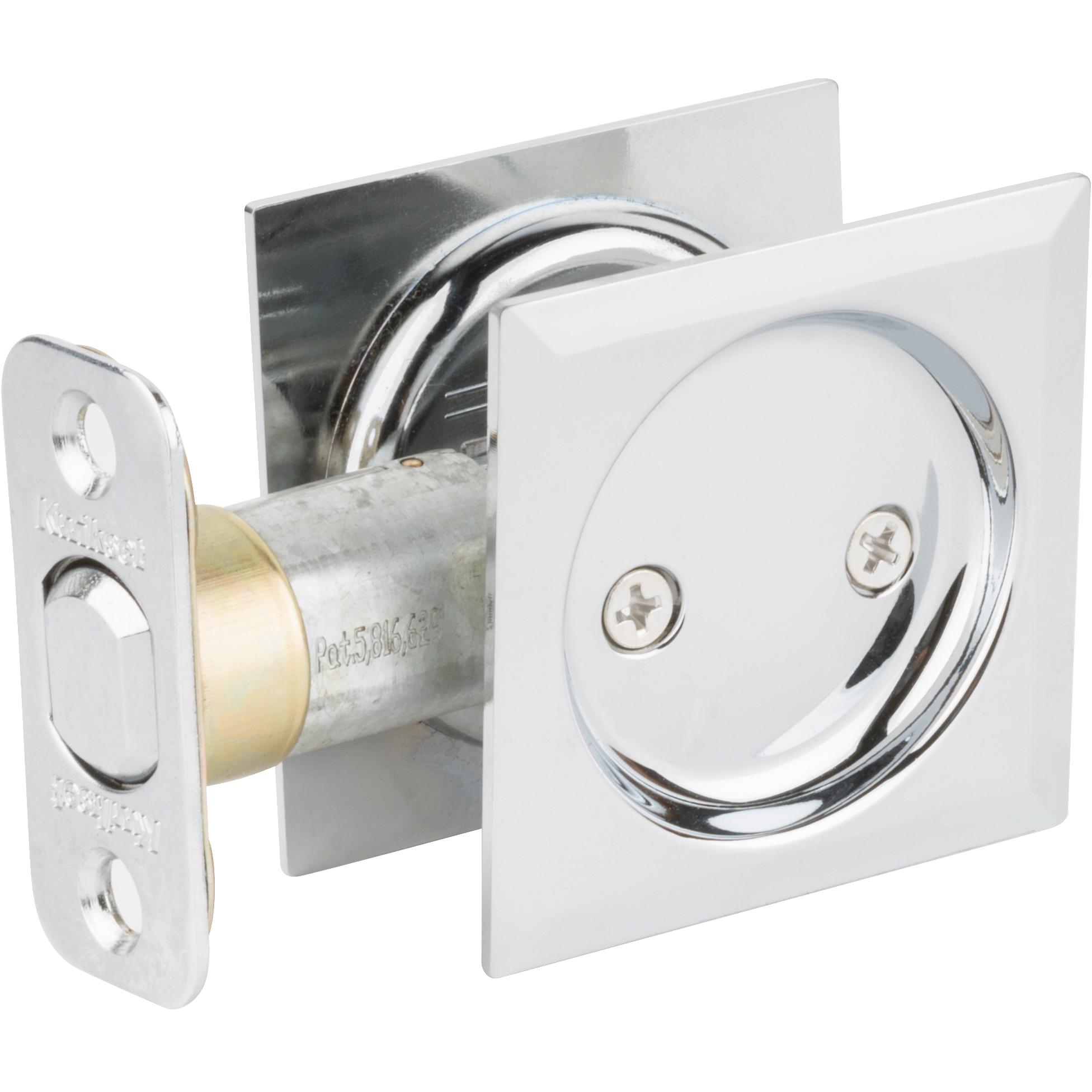 334x26 Square Pocket Door Lock Passage - Polished Chrome