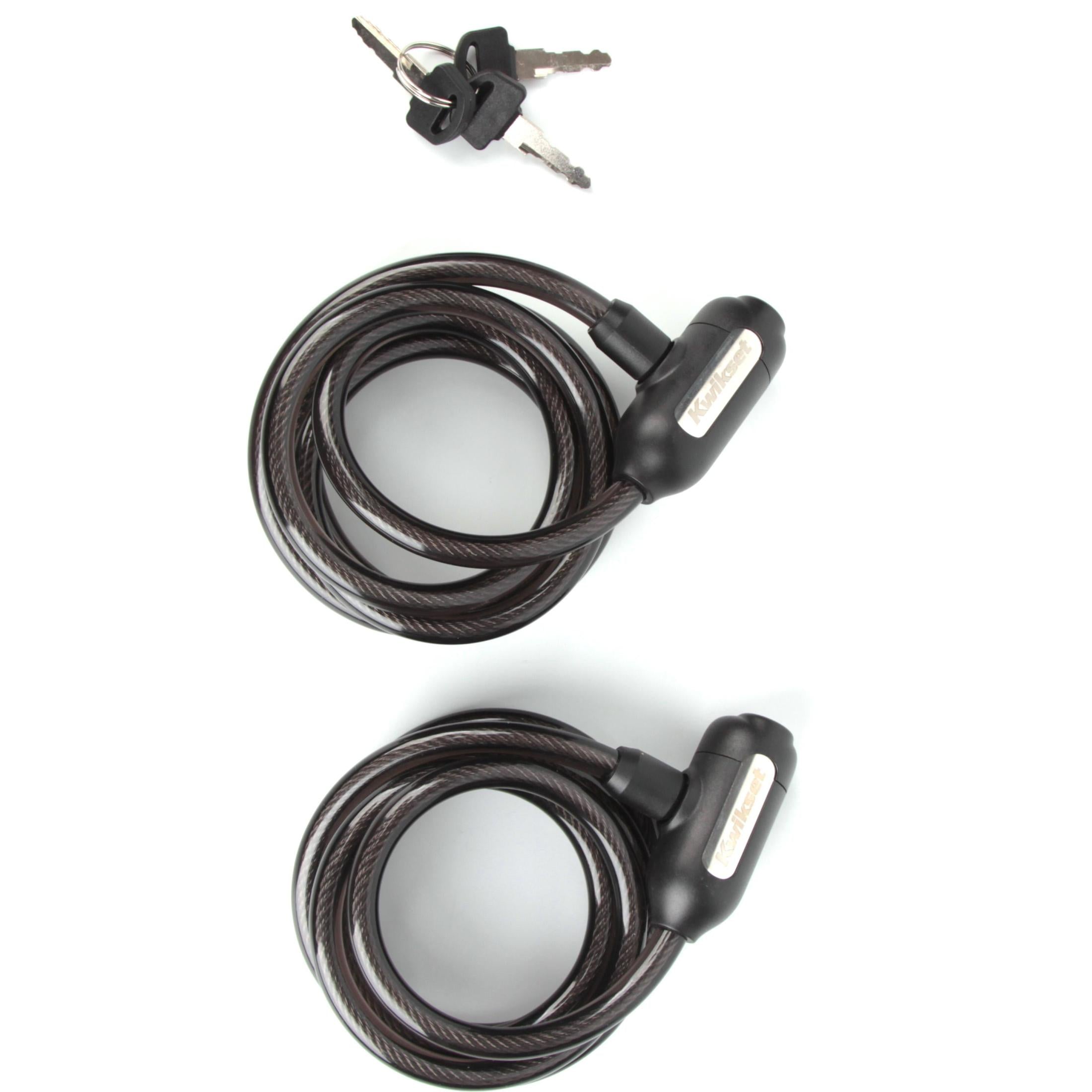 Kwikset 5' x 5/16" Keyed Bicycle Cable Lock KA, 2-Pack