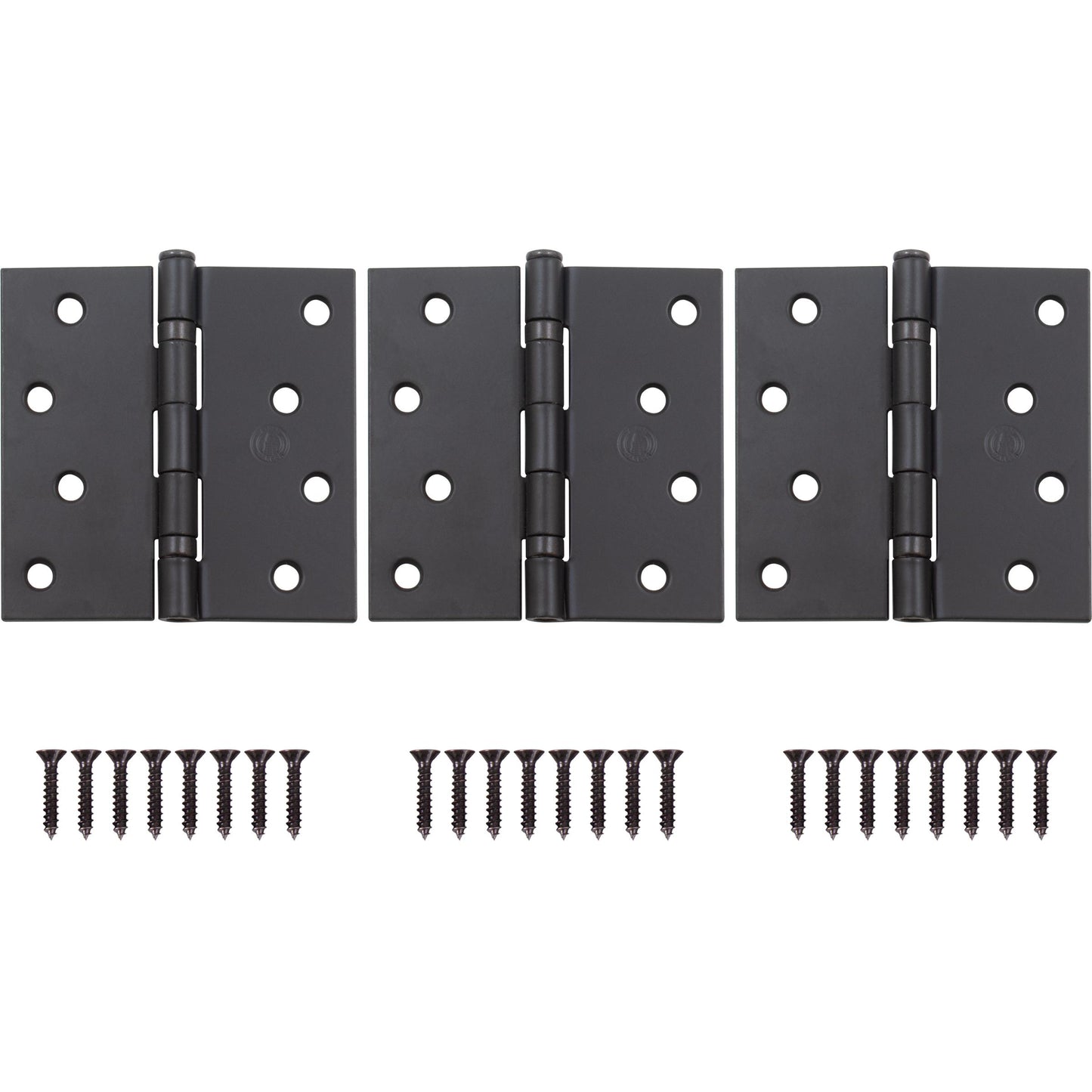 Stone Harbor Hardware 4" Ball-Bearing Door Hinges, Square Corner, Matte Black, 3-Pack