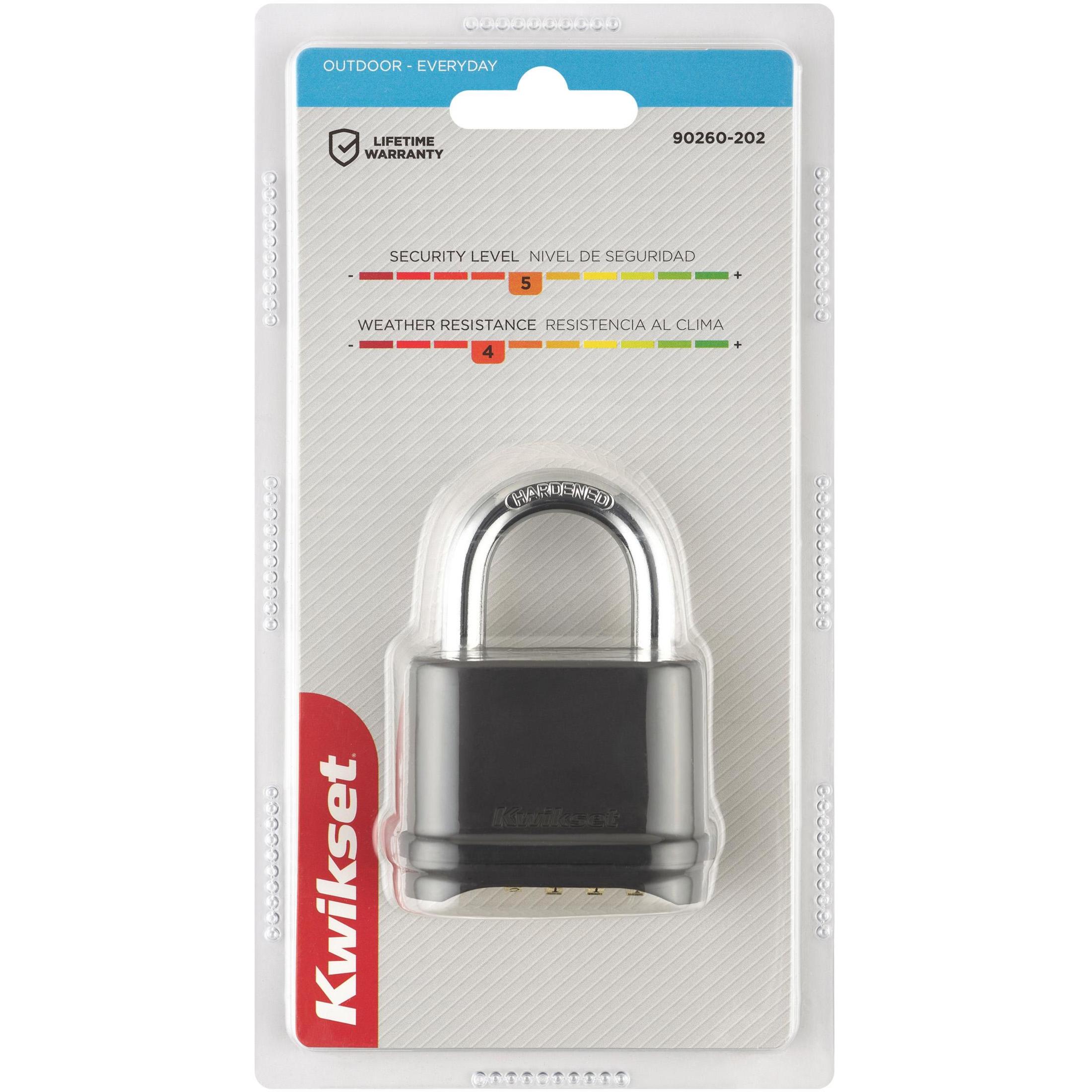 Kwikset 2" Zinc Combination Padlock with 1" Shackle, Black