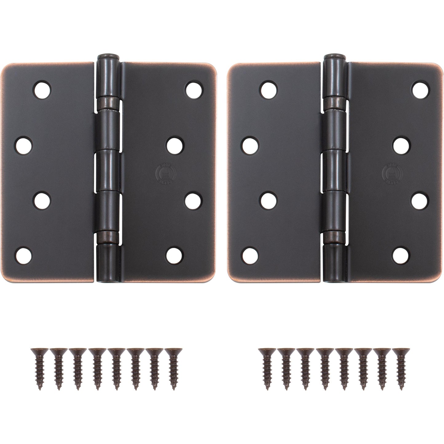 Stone Harbor Hardware 4" Door Hinges, 1/4" Radius Corner, Vintage Bronze, 2-Pack