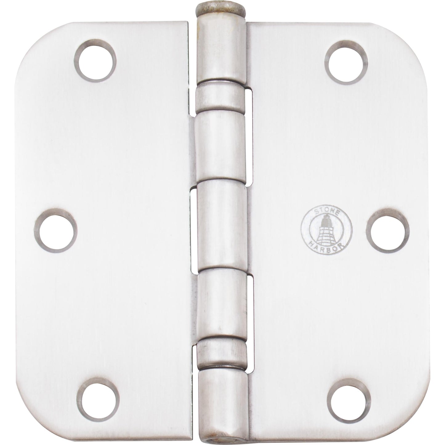 Stone Harbor Hardware 3-1/2" Ball-Bearing Door Hinges, 5/8" Radius Corner, Satin Stainless Steel, 2-Pack