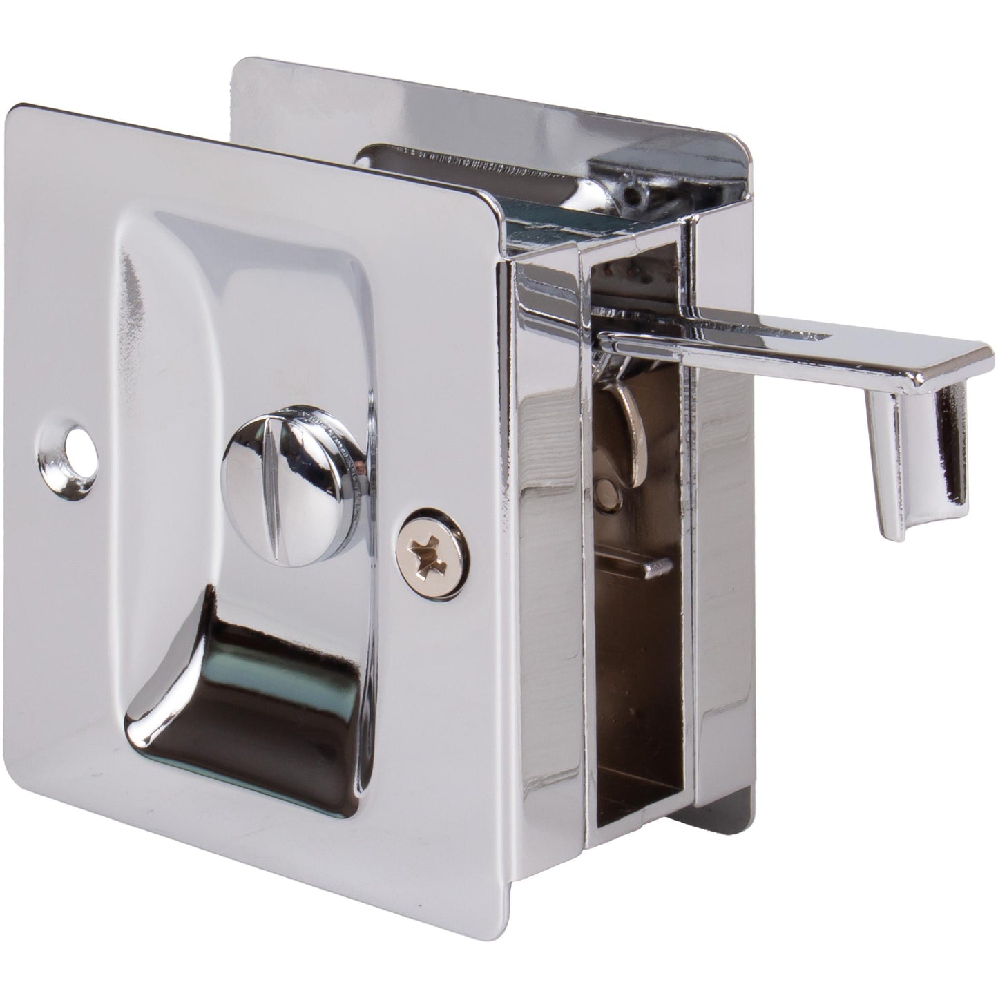 Stone Harbor Hardware Premium Square Pocket Door Lock, Privacy Function, Polished Chrome