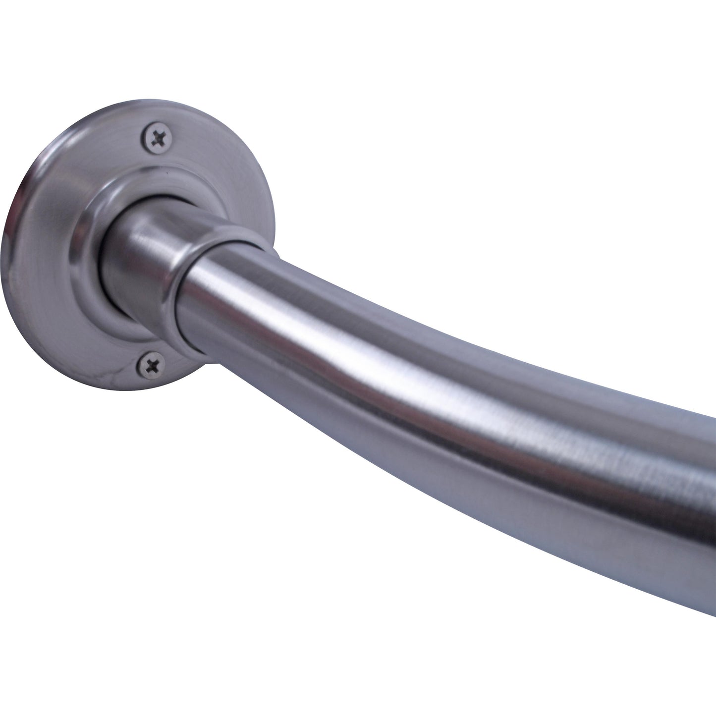 Stone Harbor Hardware Curved Shower Rod, 5 Feet, 3" Diameter Rose, Exposed Screws, Polished Stainless Steel