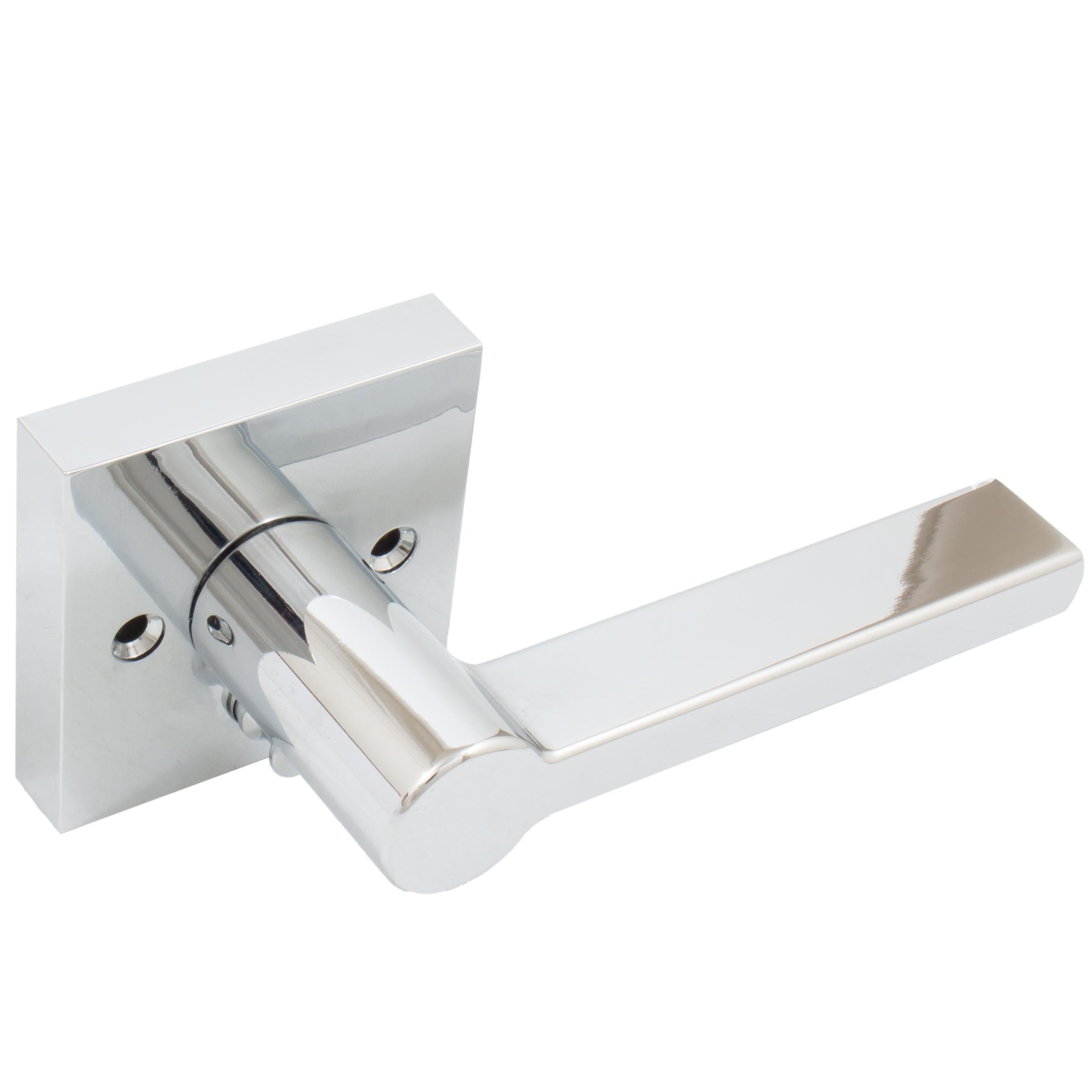 Stone Harbor Hardware Vienna Door Lever with Square Rosette, Privacy (Bed/Bath) Latch, Polished Chrome